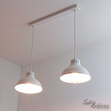 Licht-Erlebnisse Pendelleuchte SVEN, ohne Leuchtmittel, Hängelampe Esszimmer Weiß 2-flammig E27 Metall Vintage Design