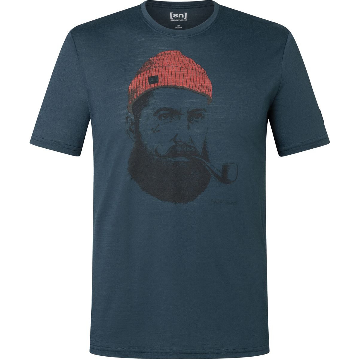SUPER.NATURAL Kurzarmshirt M SN Sailor Tee Stilvolles Herren-T-Shirt aus Merinowolle mit maritimem Print, ideal