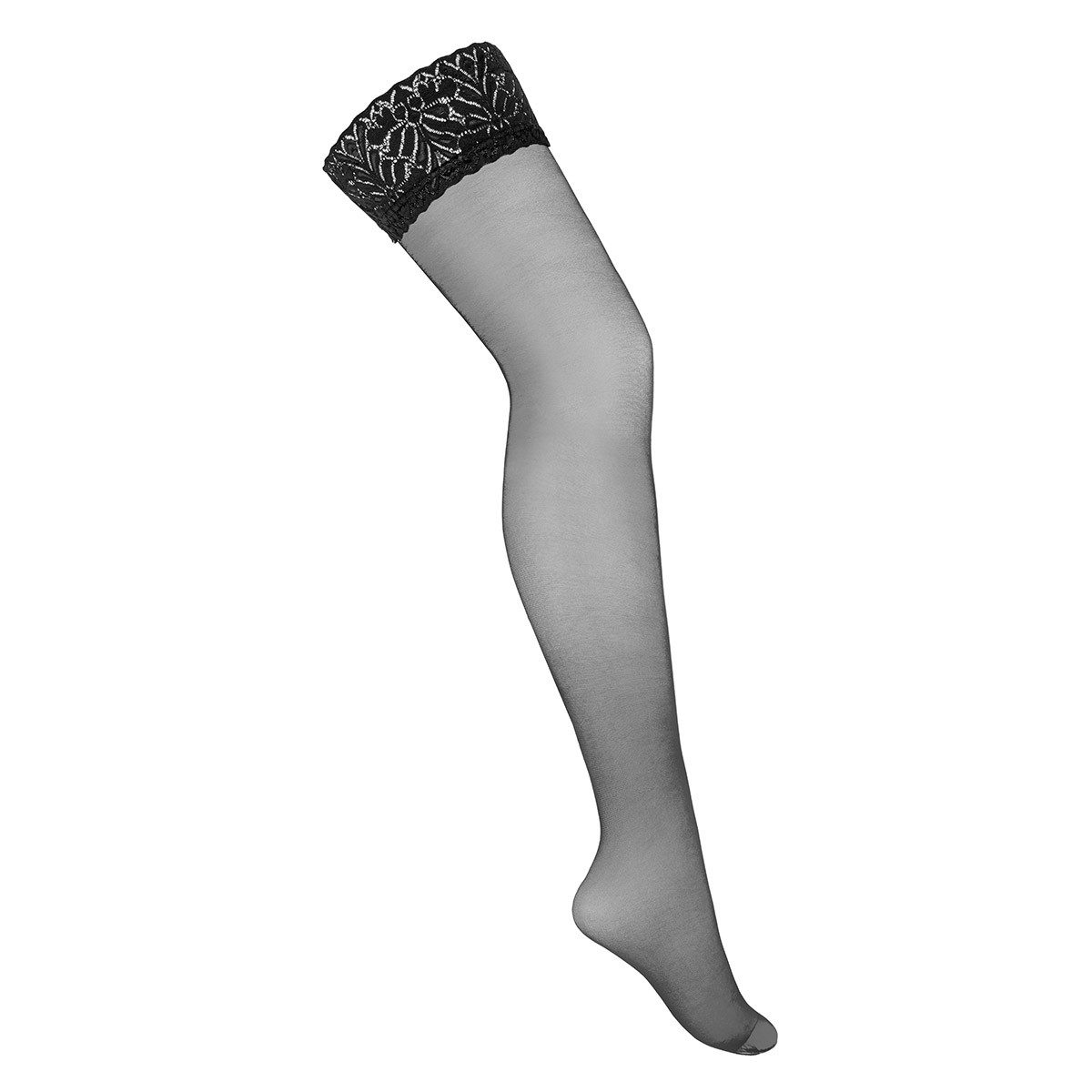 KOTEK Halterlose Strümpfe Halterlose Strümpfe schwarz in Übergrößen Nylon (1-Paar)