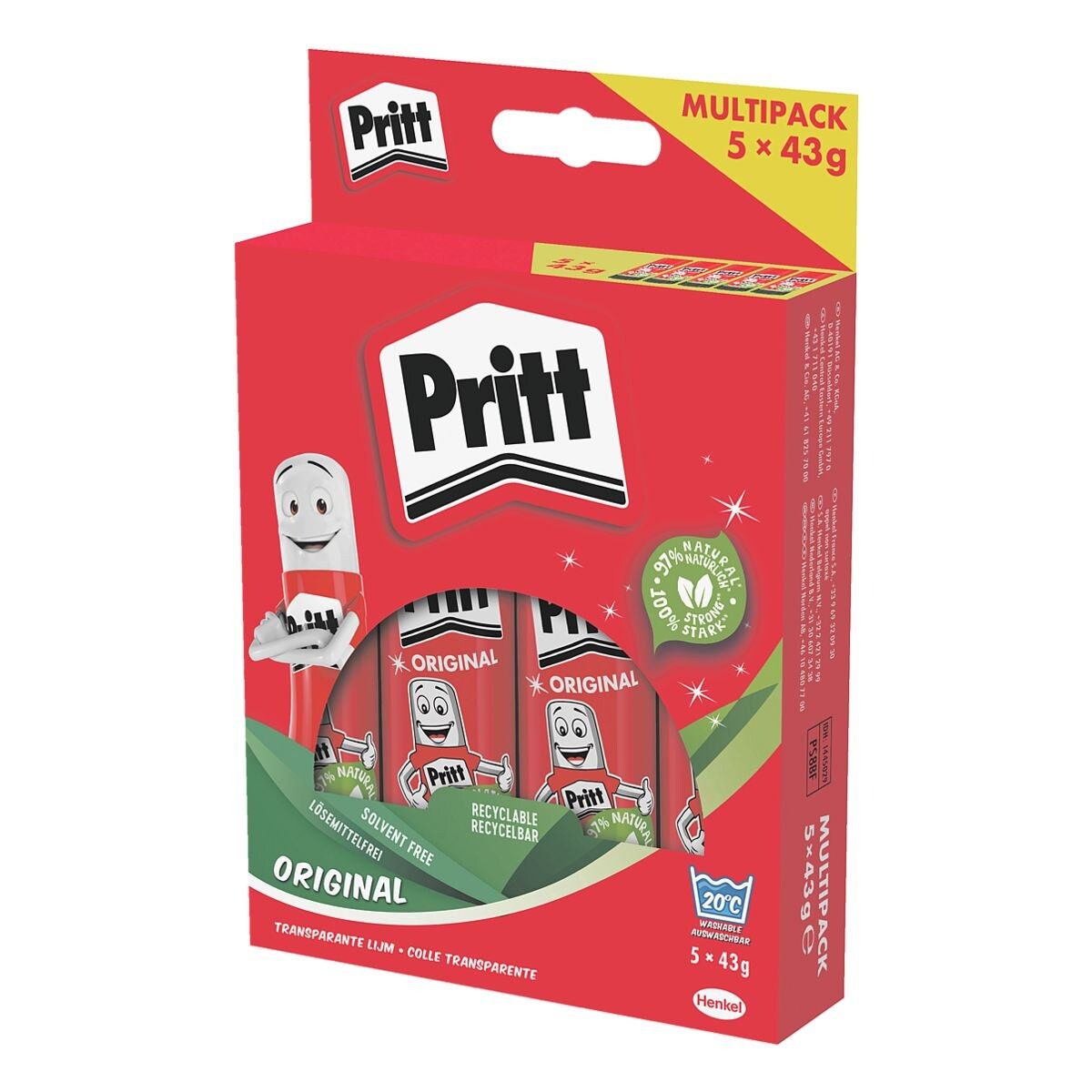 PRITT Klebestift Stick, (5-tlg), 5x 43 g