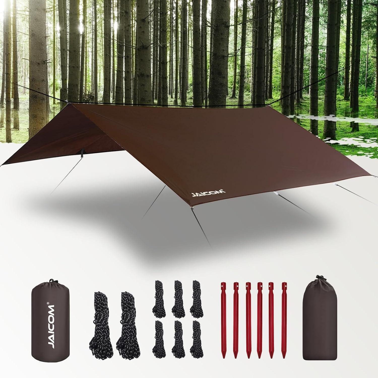 LuxusKollektion Tarp-Zelt Tarp wasserdicht ultraleicht Ösen Camping 3x3m 5x5m Braun 3 x 3 m