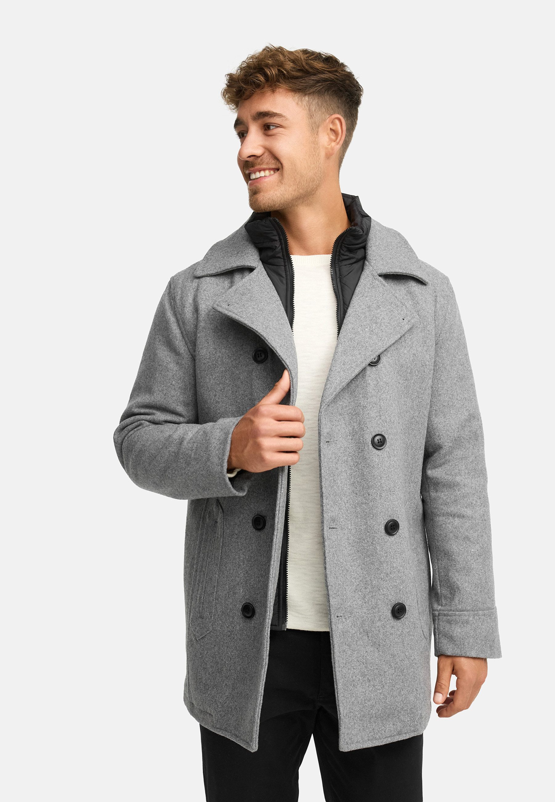 Indicode Wollmantel Herren INLunil Winter Mantel Herrenmantel Herren Mantel mit Stepp-Optik, Winterjacke,Übergangsjacke