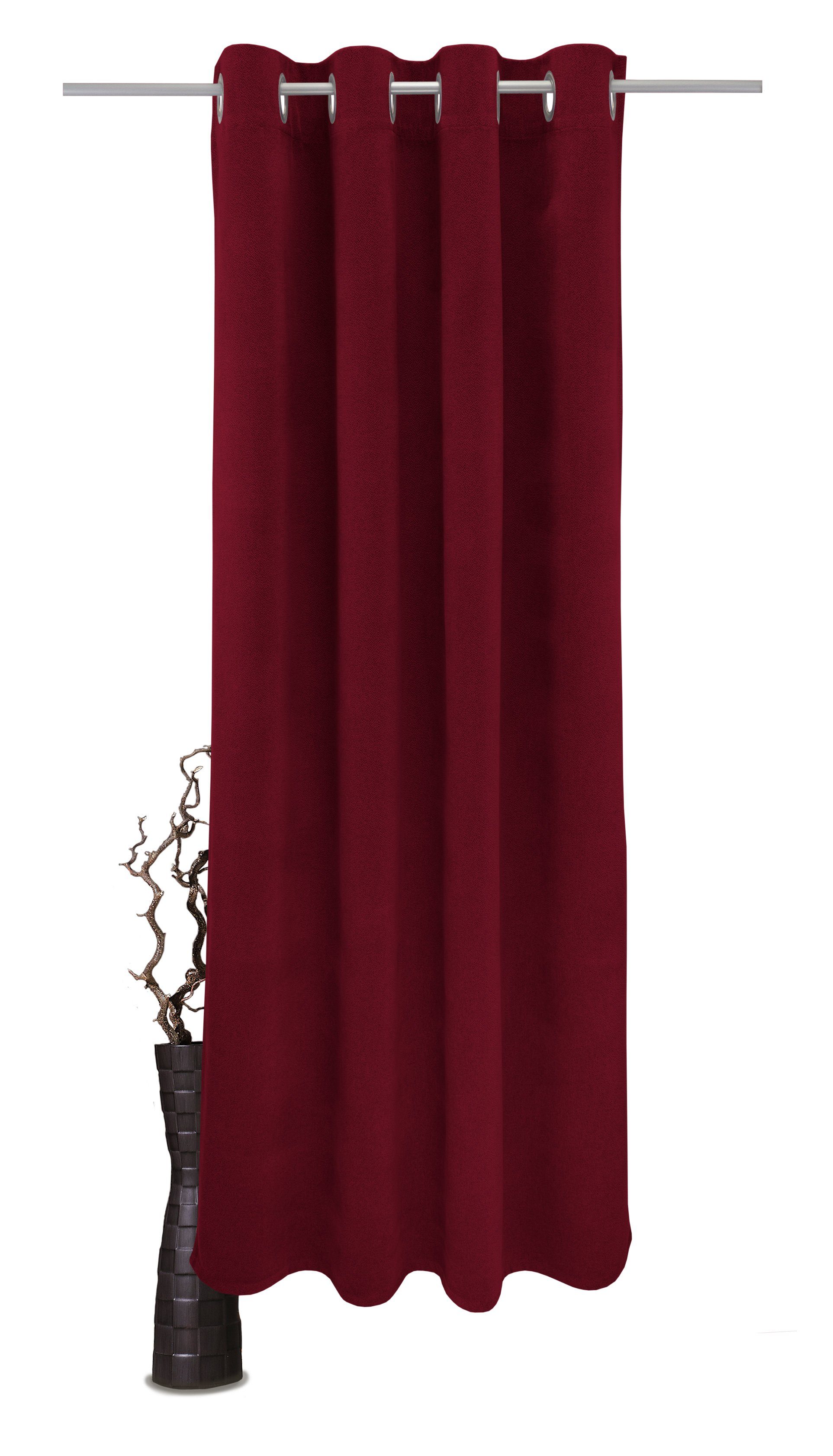 Vorhang Alea, VHG, Ösen (1 St), verdunkelnd, Polyester, Wärmeschutz, Kälteschutz, Energie sparend, einfarbig, Breite 145cm, 415 g/²m rot