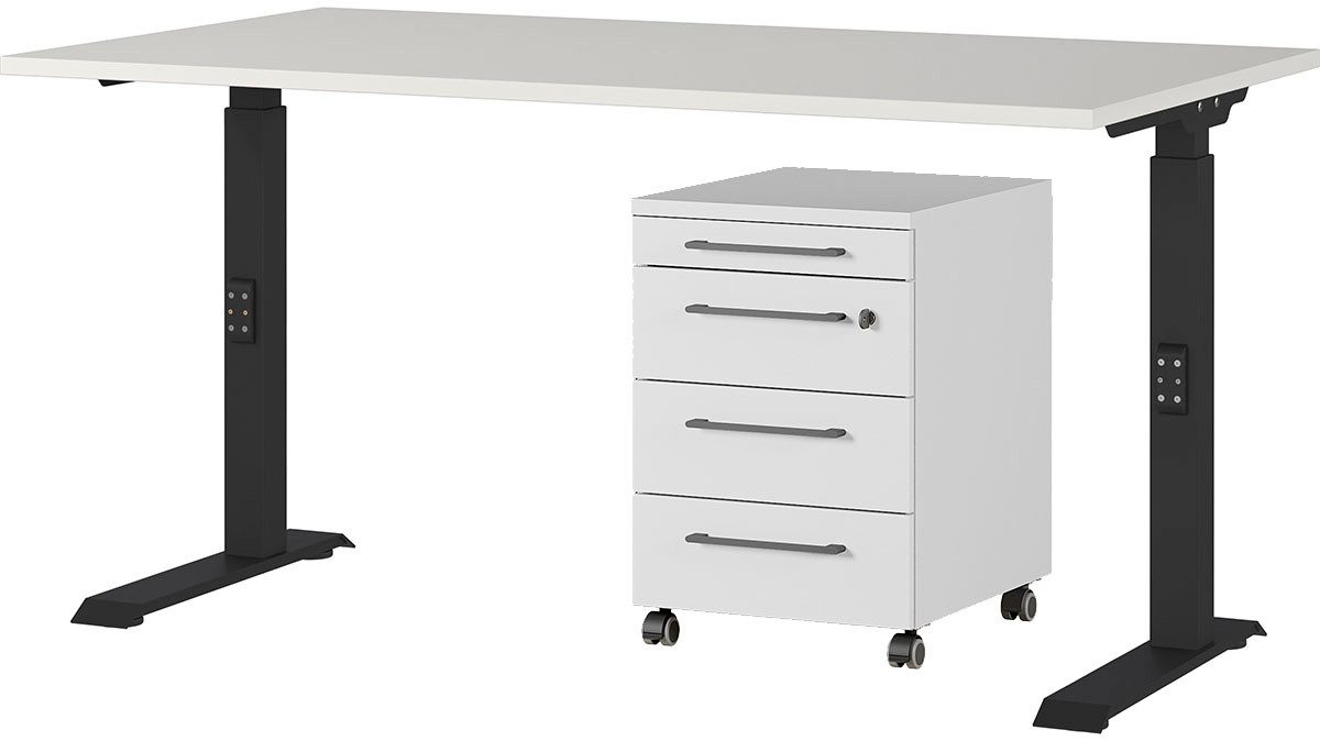 GERMANIA Büromöbel-Set Agenda, (2-tlg., 2-tlg), Set bestehend aus höhenverstellbarem Schreibtisch und Rollcontainer