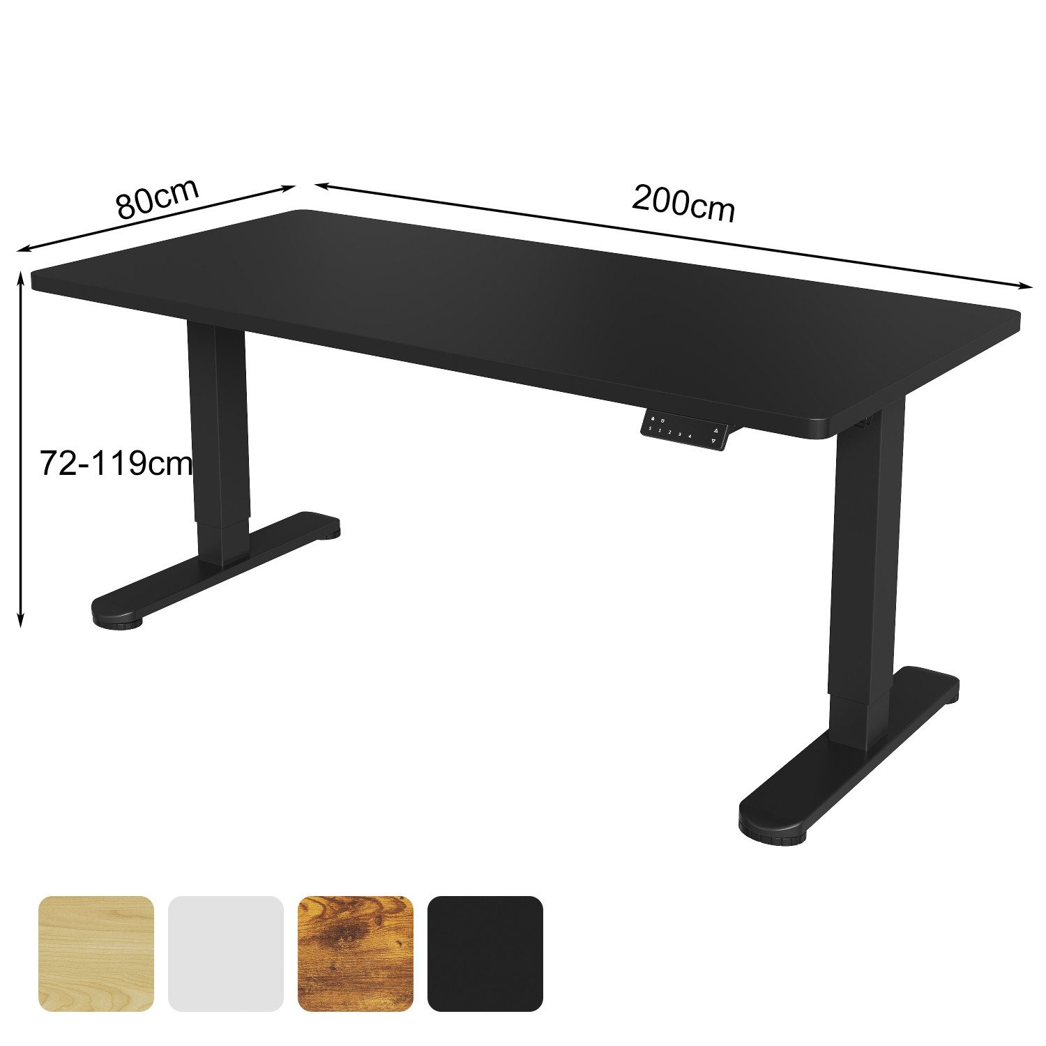 HOMALL Schreibtisch Höhenverstellbarer Elektrisch mit 25mm starker einteiliger Tischplatte (Maße: 140 × 70 / 160 × 80 / 180 × 80, ausgestattet mit zwei Motoren und zwei Querträgern, mit Kabelmanagementbox, maximale Tragkraft 120 kg, mit Weckfunktion und Kindersicherung)