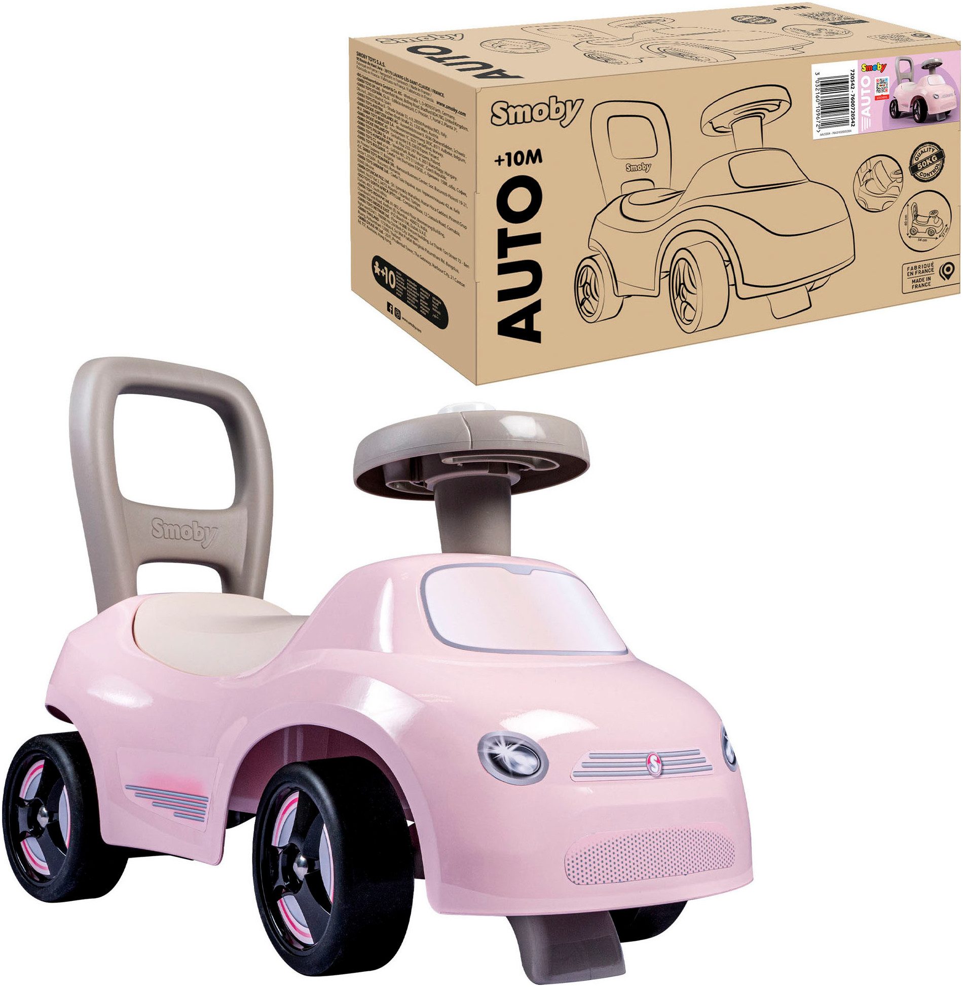 Smoby Rutscherauto Rutschauto Rosa, auch als Lauflernhilfe nutzbar; Made in Europe