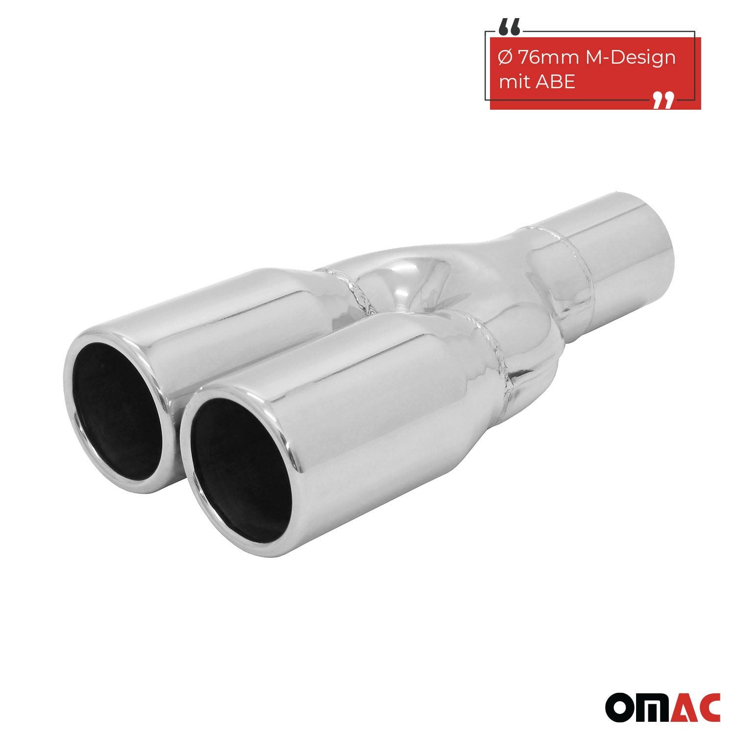 OMAC Auspuff-Flexrohr Endrohr Edelstahl Y 2x76 zum ANSCHWEISSEN AUSPUFF ENDSCHALLDÄMPFER ABE