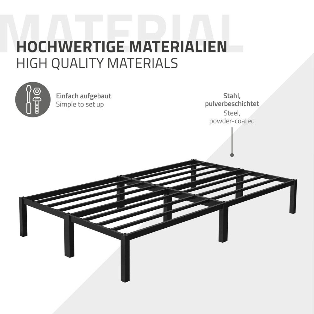 ML-DESIGN Metallbett Bettgestell Bettrahmen Stahlrahmen mit Lattenrost Metallbettrahmen, Einzelbett Paris Einzelbettgestell Gästebett Metall leichte Montage – Bild 5 von 5