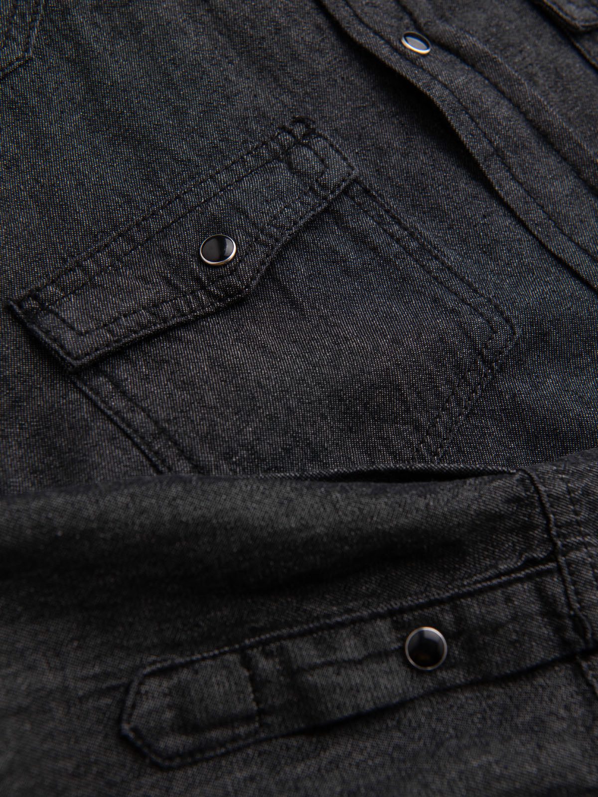 OMBRE Langarmhemd Jeanshemd mit Druckknöpfen und Brusttaschen