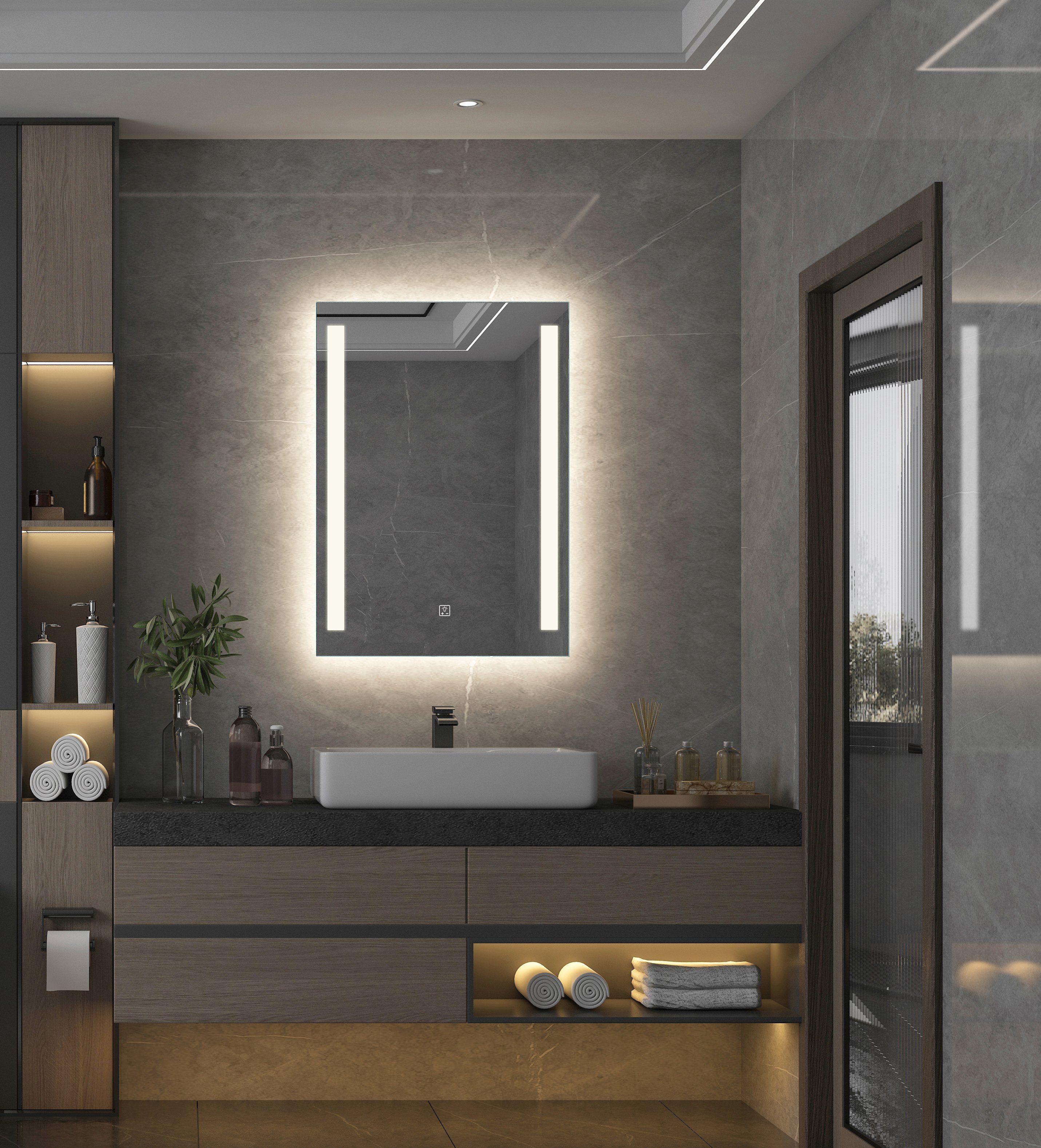 welltime Badspiegel, Touch LED-Beleuchtung, 40x60 cm, eckig