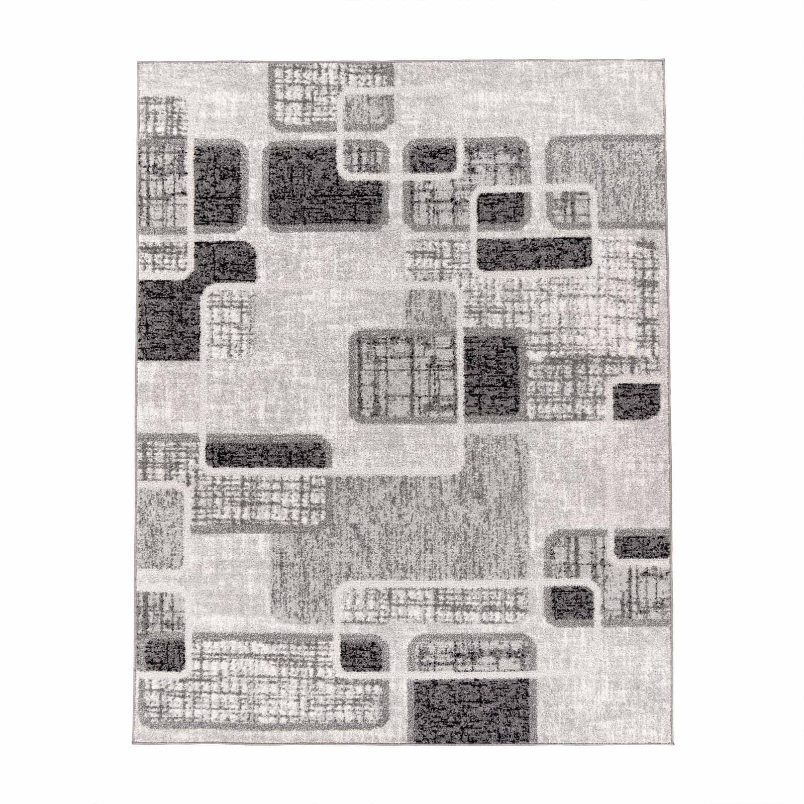 TaCa Home Teppich Moderner Designer Teppich Retro, rechteckig, Höhe: 13 mm, Wohnzimmer Schlafzimmer Esszimmer, Grau-56 - 80 x 150 cm