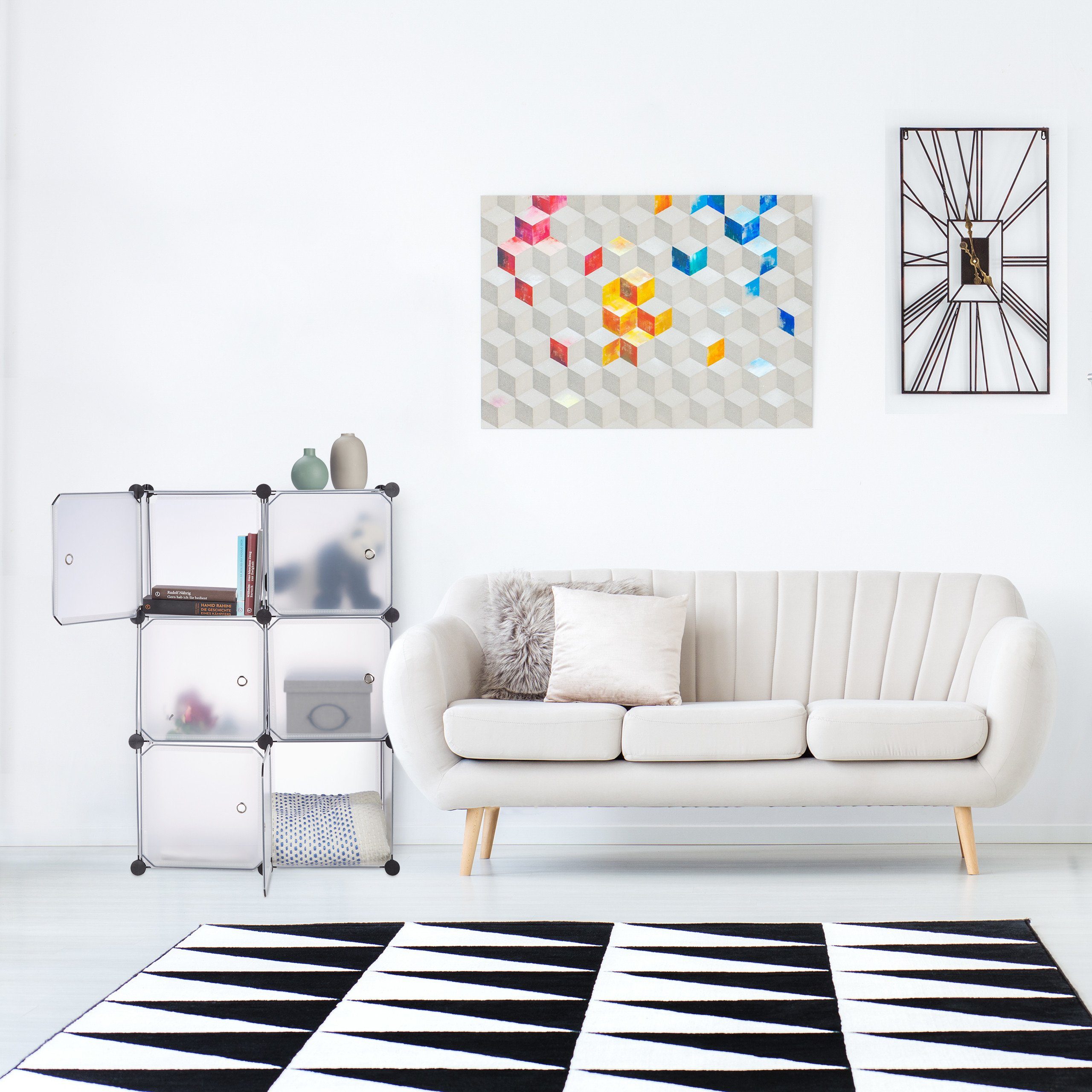 relaxdays Steckregal Regalsystem mit 6 Türen, transparent günstig online kaufen