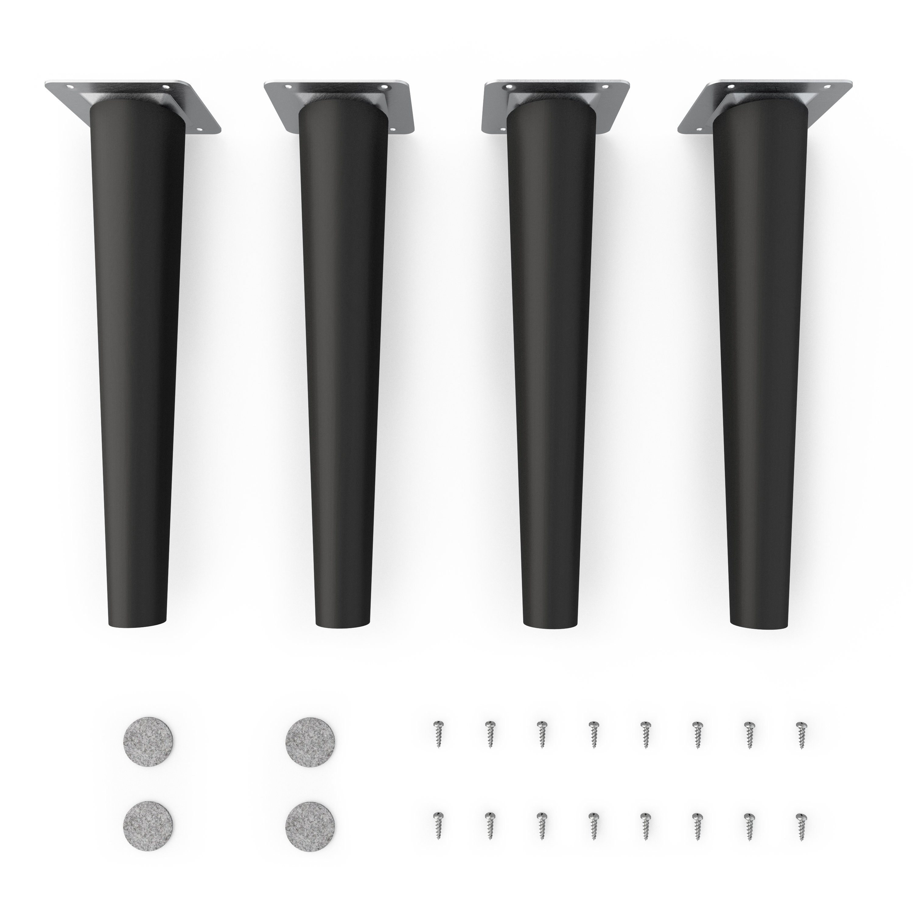 sossai® Möbelfuß Holzmöbelfüße Schwarzmatt - gerade Ausführung, (4-St), 8cm - 71cm