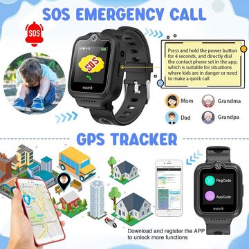 JOVELL mit 360° Drehbarer HD-Touchscreen Kinder Smartwatch, mit Video und Telefonanruf, Kinder-GPS-Uhr mit WiFi SOS Anti-Lost