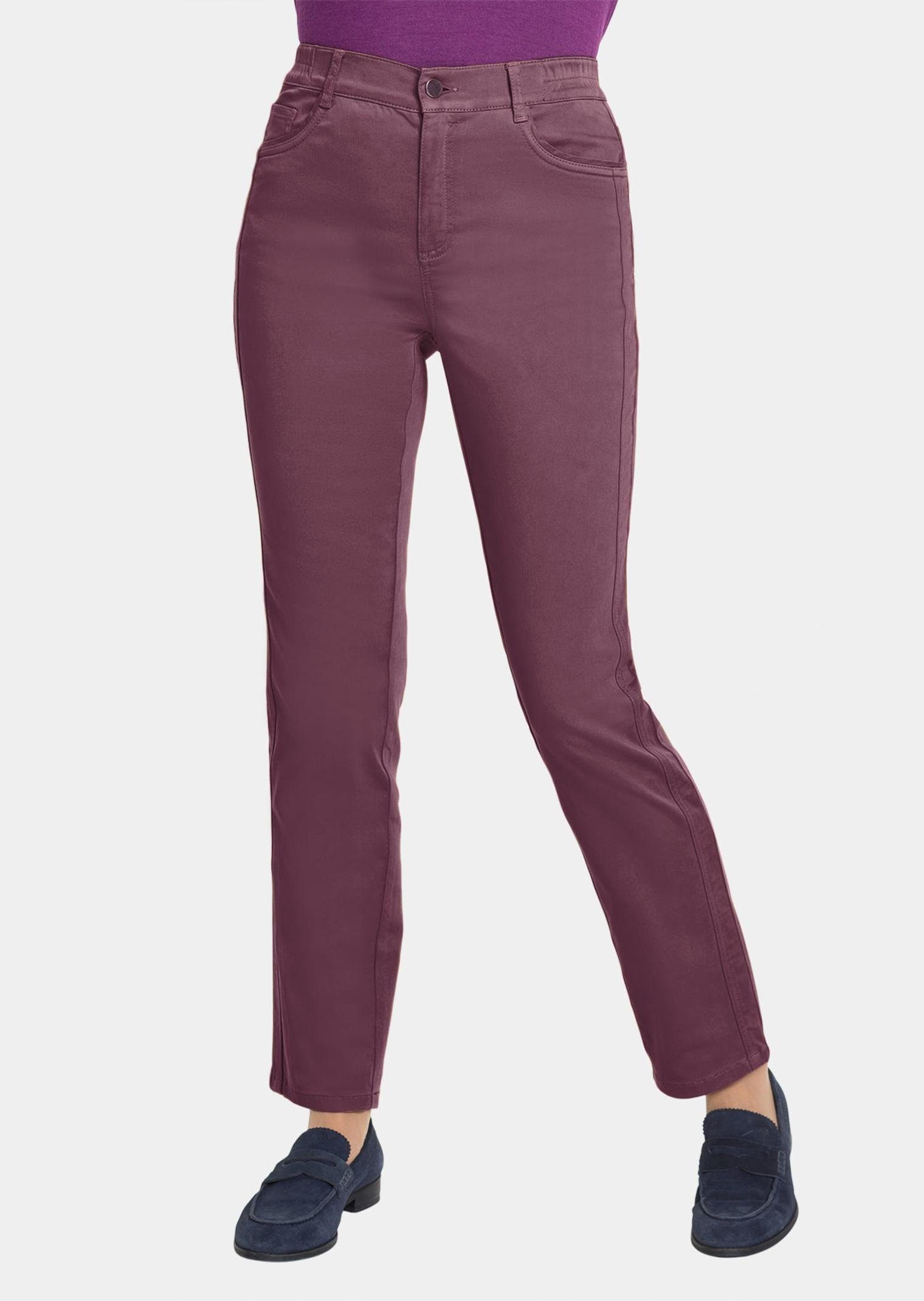 traubenviolett Hose Carla und in Farbe Form jeanstypischer Stoffhose GOLDNER trendstarker