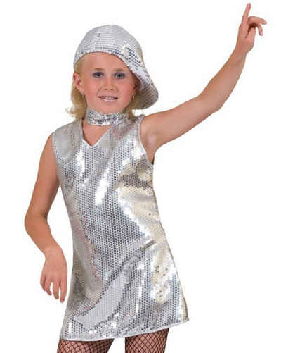 Funny Fashion Kostüm Disco Party Pailletten Kleid für Mädchen, Silber