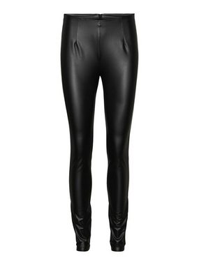 Noisy may Lederimitathose Slim Fit Straight Leg Pants PU Coated NMMONI 5432 in Schwarz-2