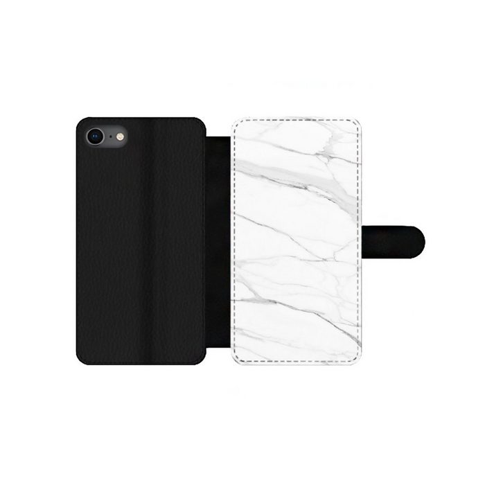 MuchoWow Handyhülle Marmor - Weiß - Linie - Muster - Luxus - Marmoroptik Handyhülle Telefonhülle Apple iPhone SE (2020)