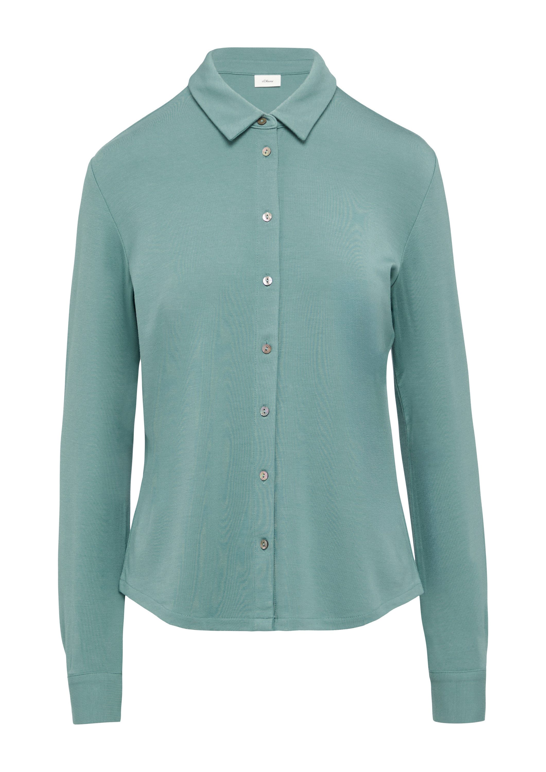 s.Oliver Langarmbluse T-Shirt Jersey-Bluse mit Hemdkragen und Knopfleiste günstig online kaufen
