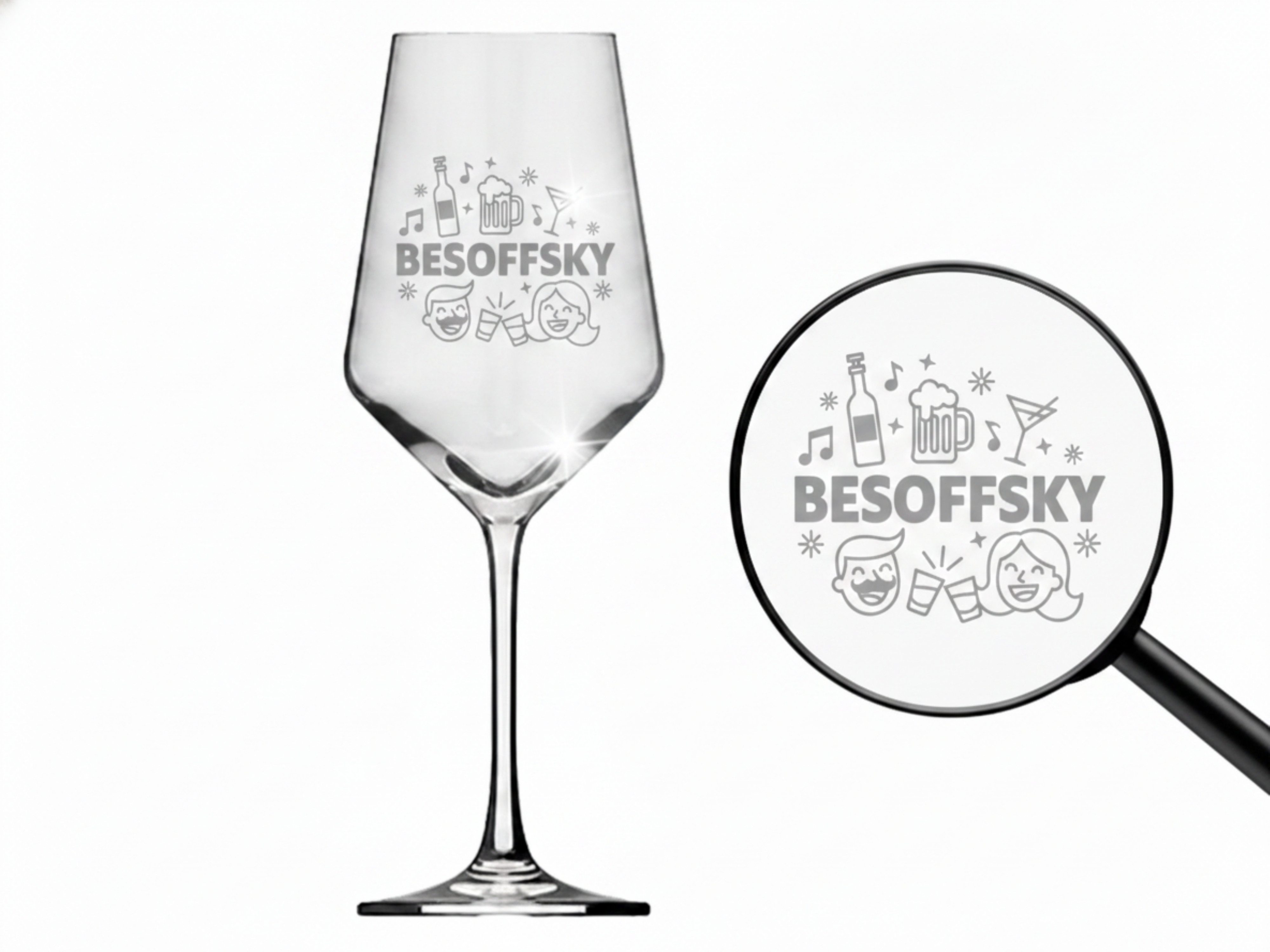 Valhalla Weinglas Weinglas Gravur Besoffsky 350ml spülmaschinenfest, 1-tlg., Glas, Atemberaubende Darstellung