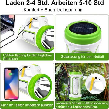 GelldG LED Taschenlampe LED Campinglampe, LED Solar Camping Lampe mit USB-Ladegerät