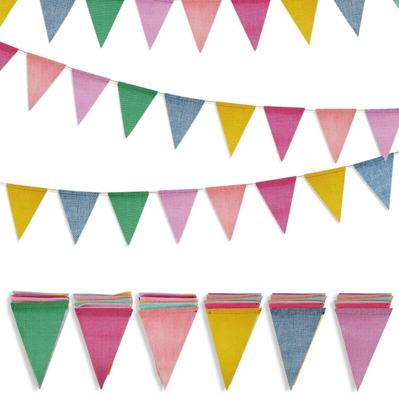 Happium Wimpelkette – 10 Meter, Violett, 20 Flaggen à 30x20 Cm, Für Innen & Außen