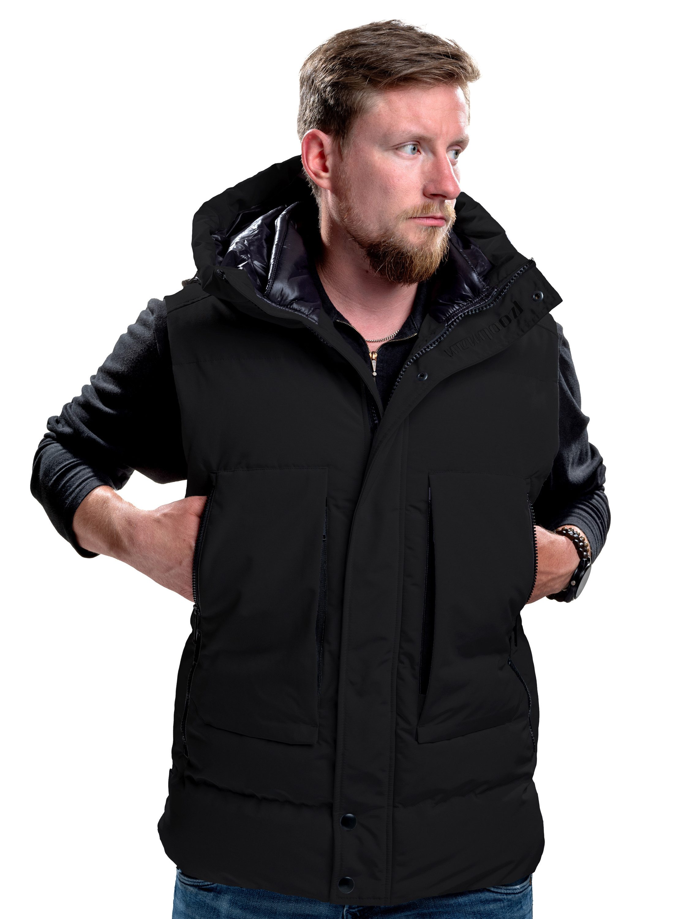 Poolman Steppweste Herren-Steppweste unifarben, mit Kapuze und Stehkragen günstig online kaufen