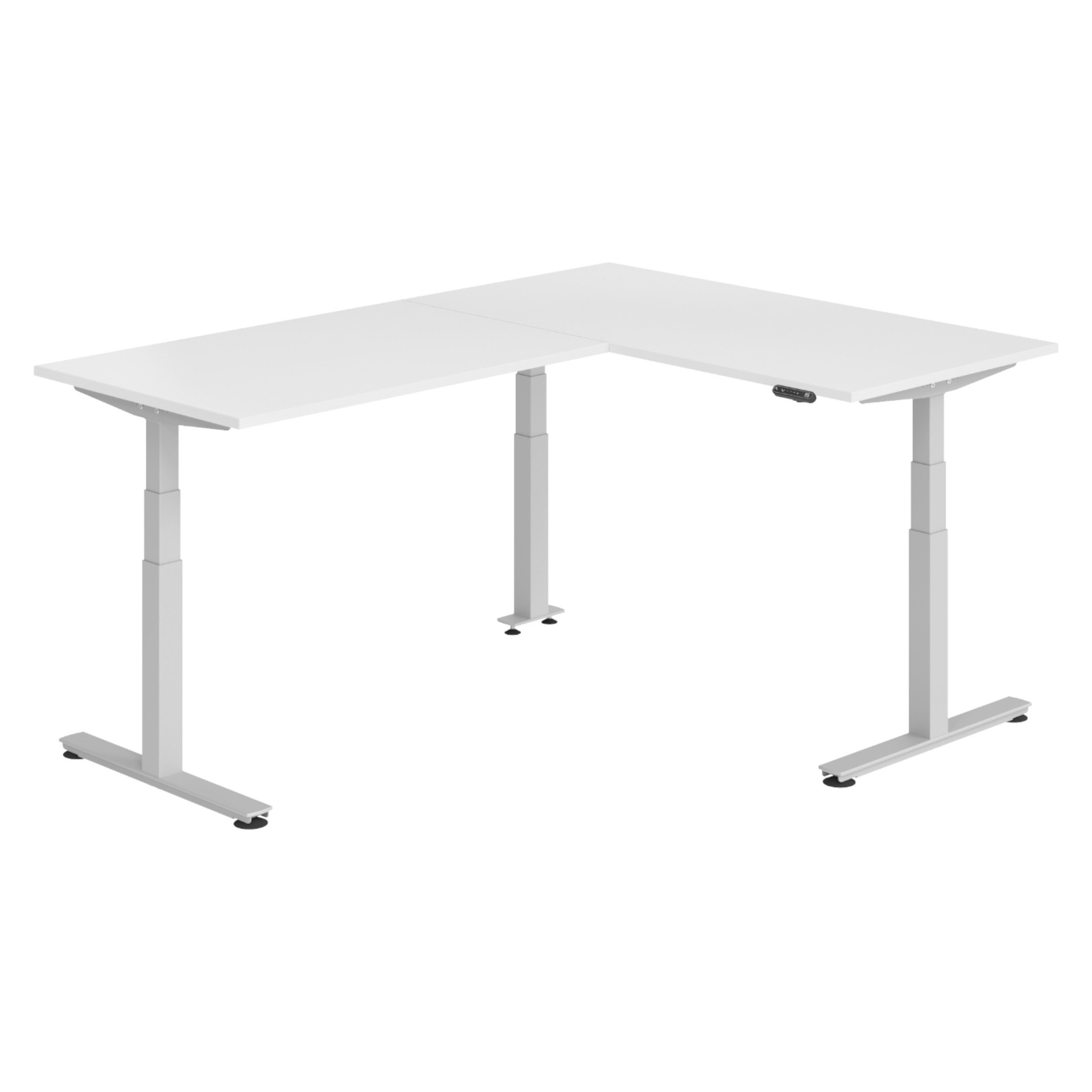 bümö Schreibtisch Eckschreibtisch XDSMW, Eckform: 160 x 220 cm - Dekor: Weiß