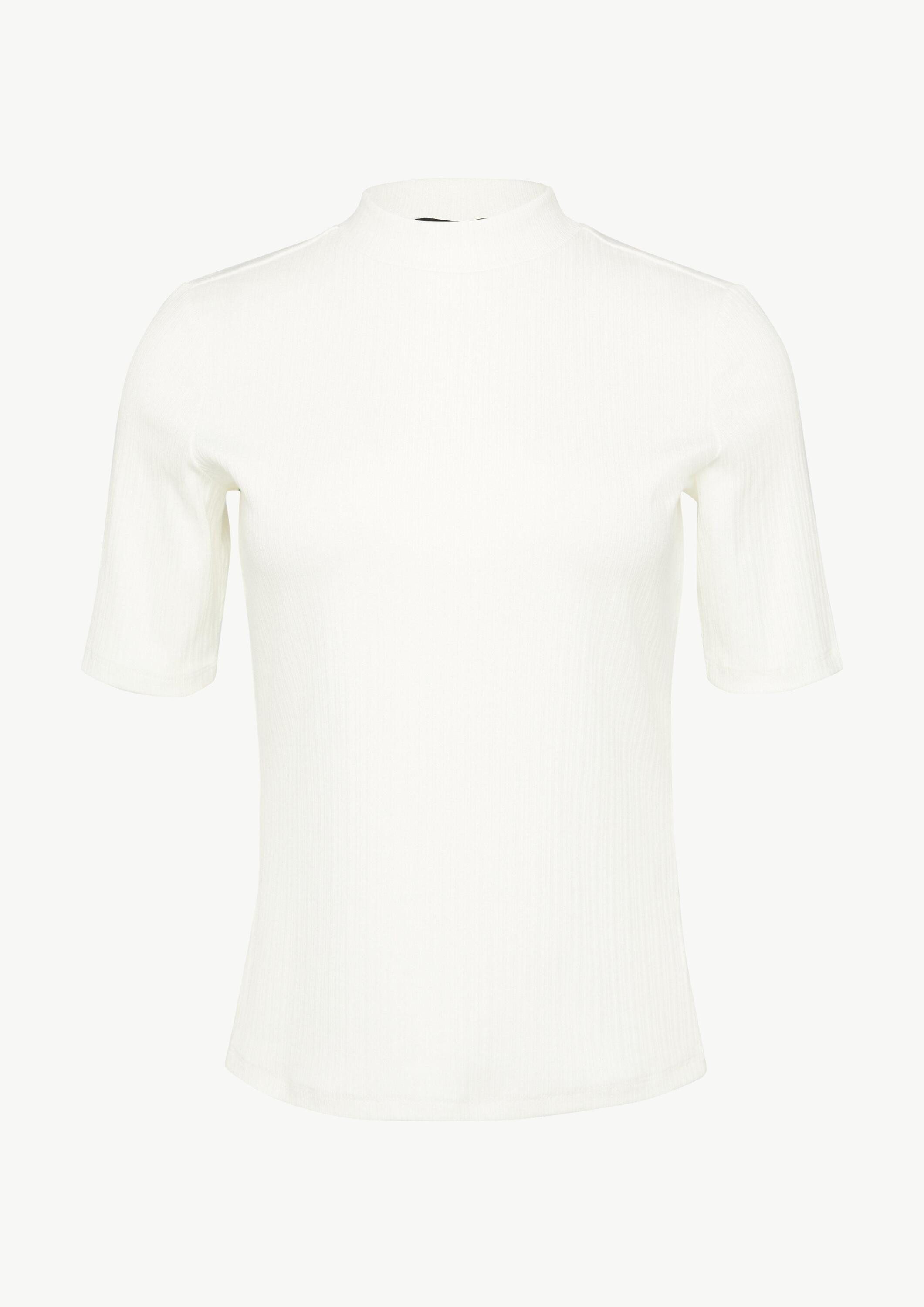 comma Kurzarmshirt T-Shirt Geripptes T-Shirt im Slim Fit