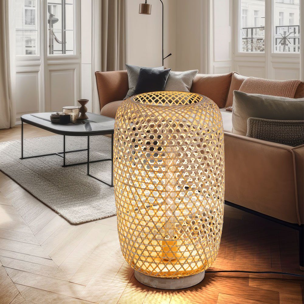 Lampe Warmweiß, Stehlampe Leuchtmittel natur Rattan Bambus LED inklusive, etc-shop Stehlampe, Bambus Stehleuchte