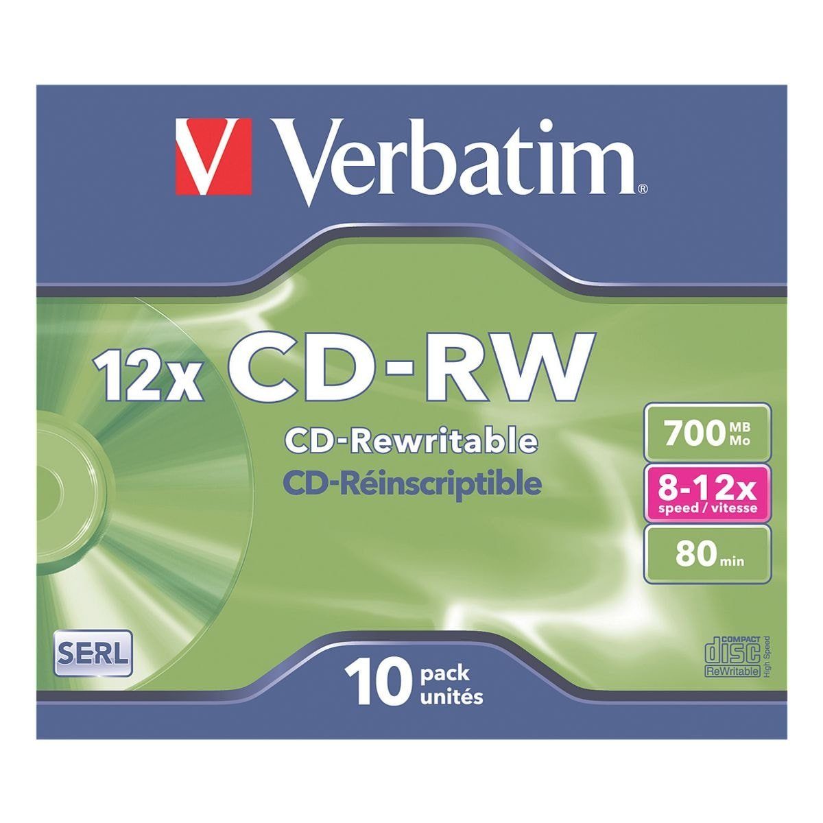 Verbatim CD-Rohling CD-RW, 700 MB, mehrfach beschreibbar