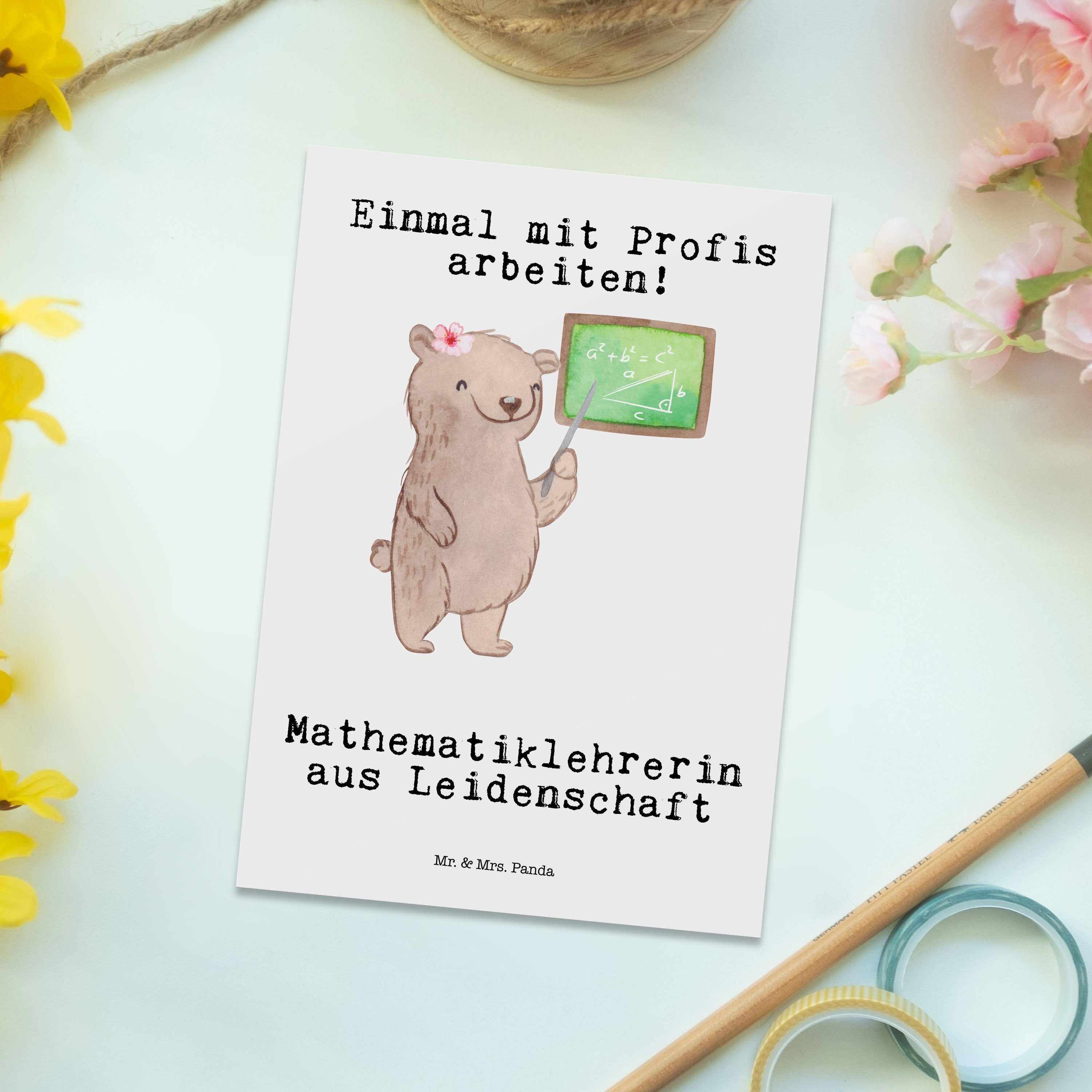 Panda Mathematiklehrerin Leidenschaft Lehra aus Kollege, & Postkarte Mr. - Geschenk, Weiß Mrs. -