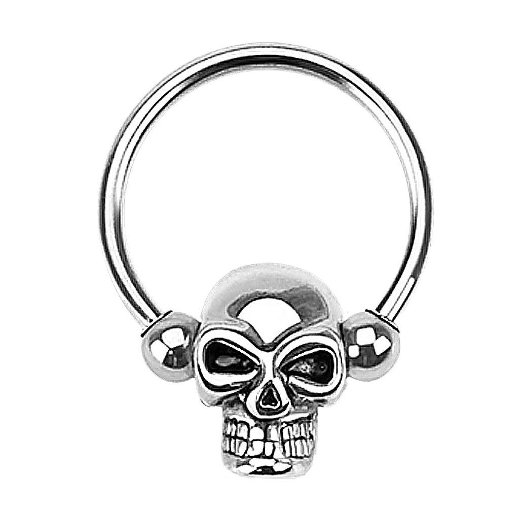 Nasenpiercing Septum Piercing Helix Ohr Ring BCR Hufeisen mit Totenkopf