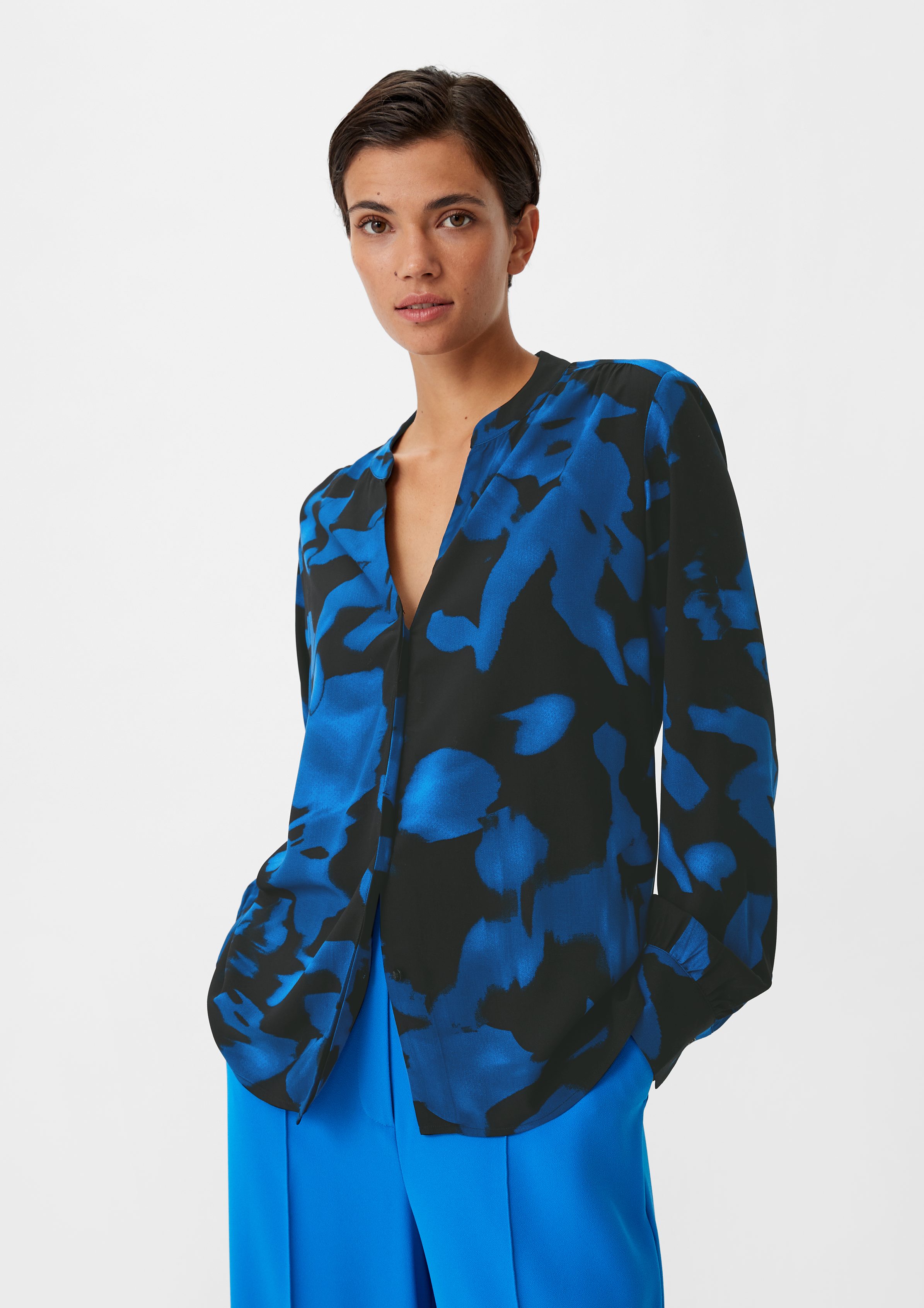 Langarmbluse Tunika-Bluse mit Allover-Muster