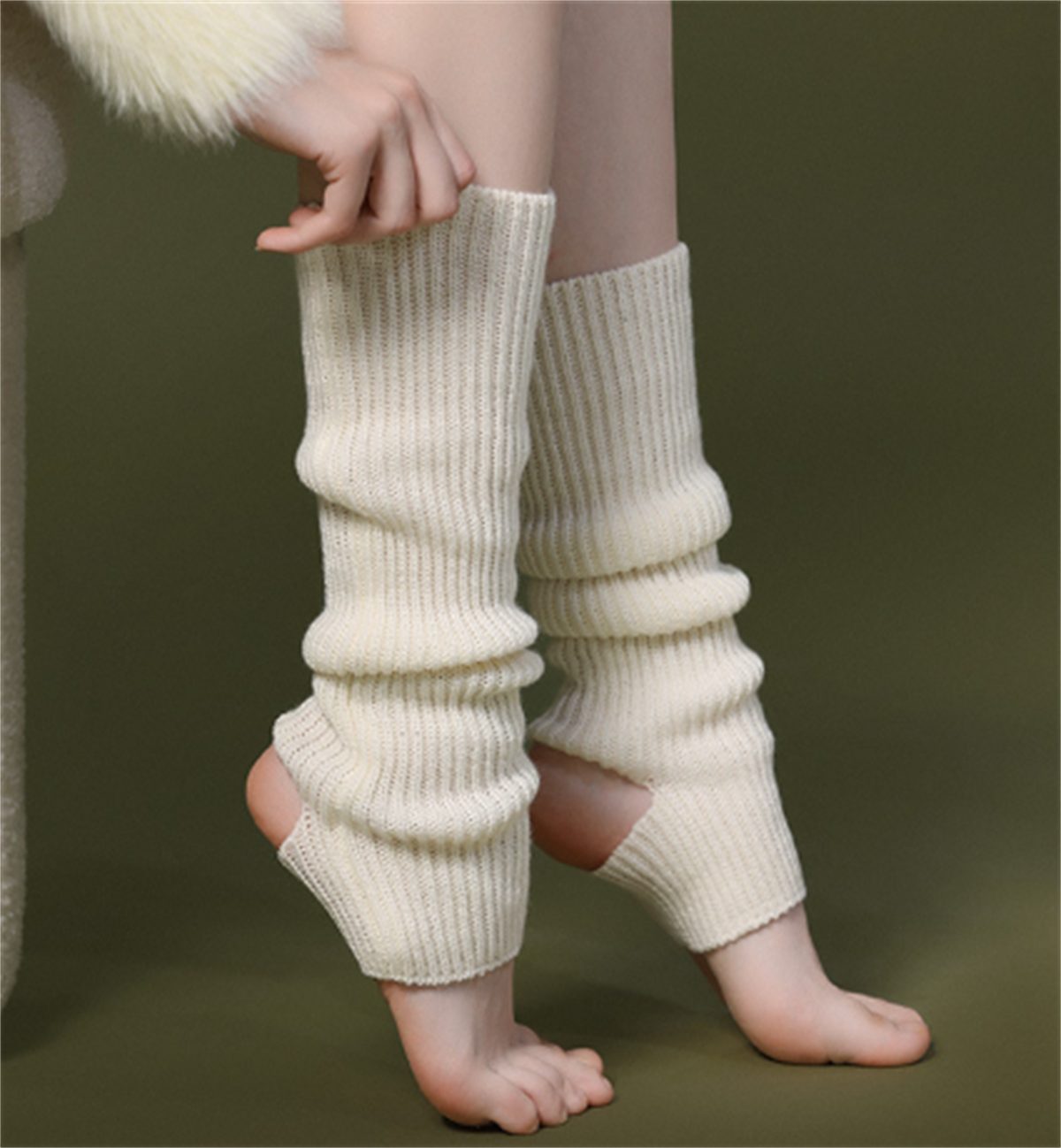 Damen, gestrickte Warme selected carefully für Yoga-Ballett-Beinbezüge grau Wollsocken Kniestrümpfe