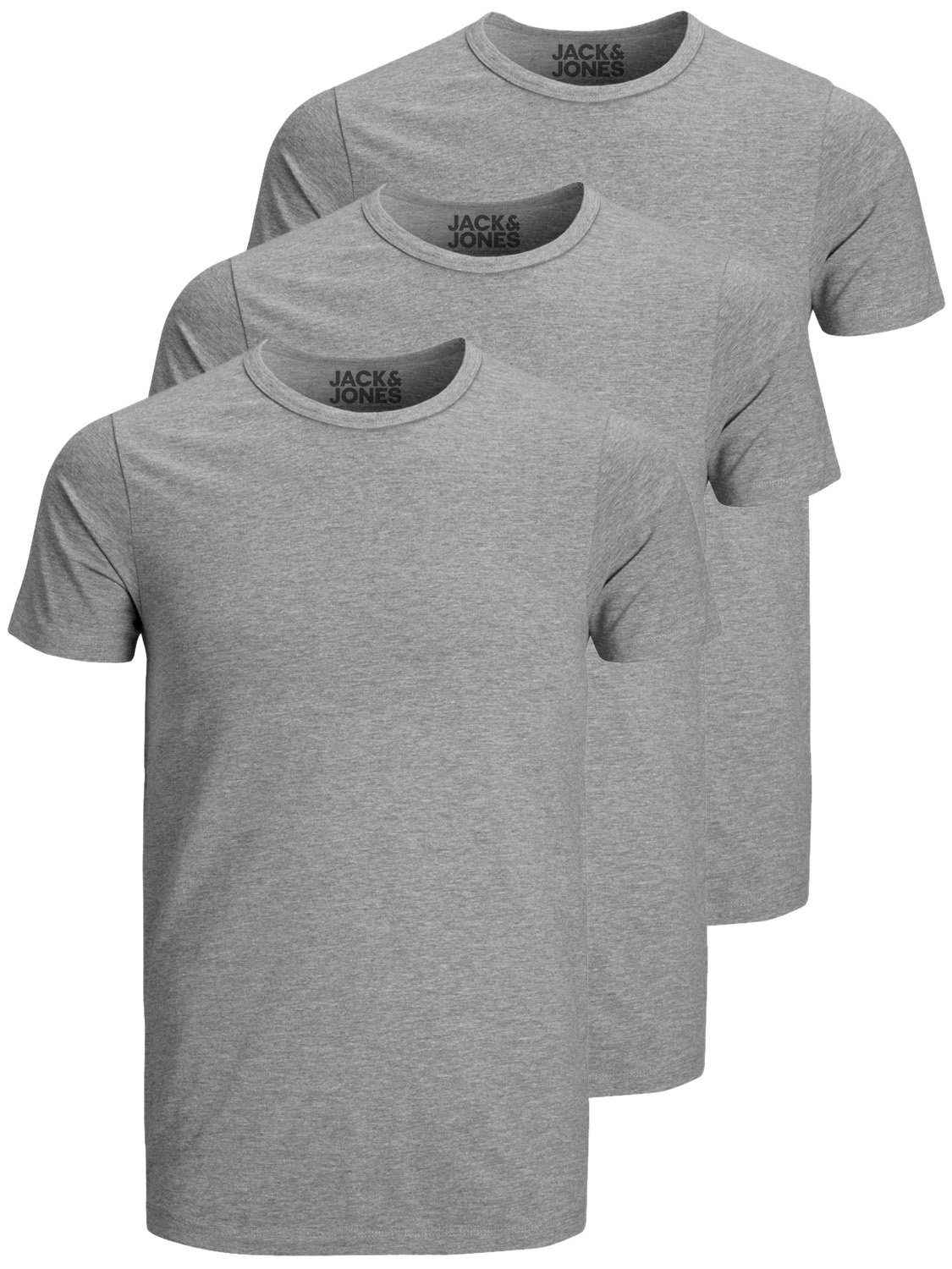 Jack & Jones T-Shirt Basic O-Neck (3-tlg., 3er Pack) etwas länger geschnitten, nicht zu kurz grau | T-Shirts