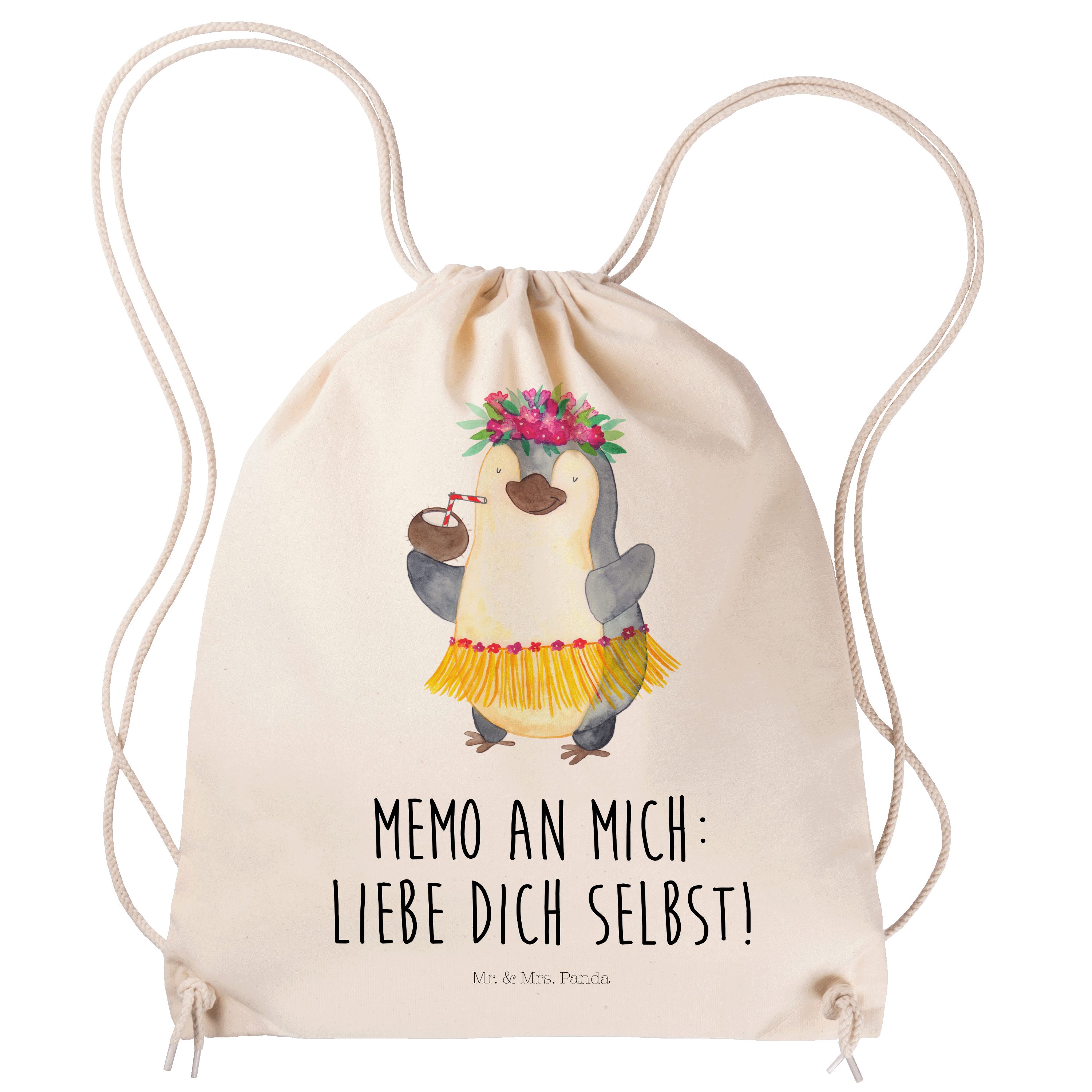 Mr. & Mrs. Panda Sporttasche Pinguin Kokosnuss - Transparent - Geschenk, Hawaii, Tasche, Sportbeut (1-tlg)