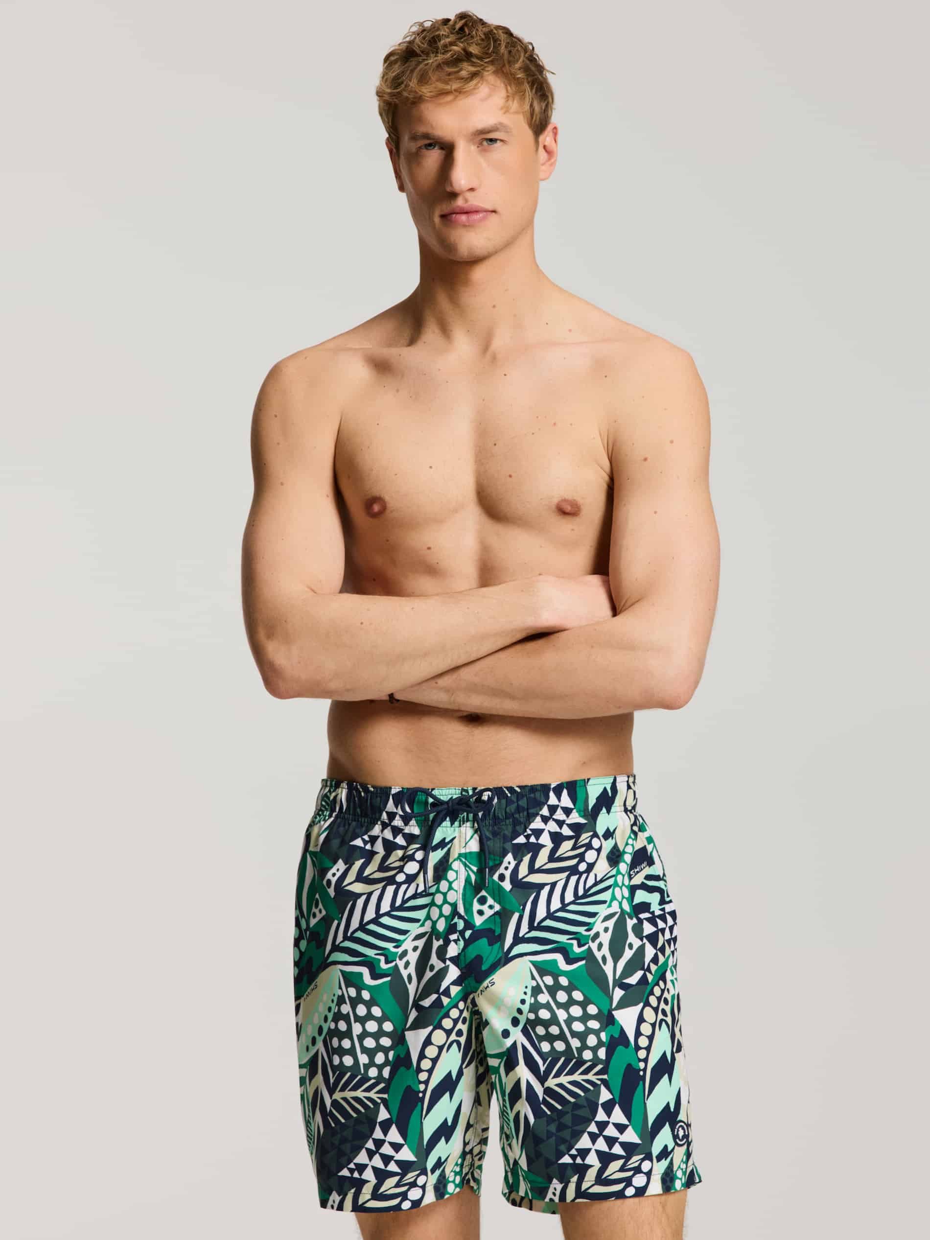 Shiwi Badehose Herren Badeshort 7 inch Geo Leaves