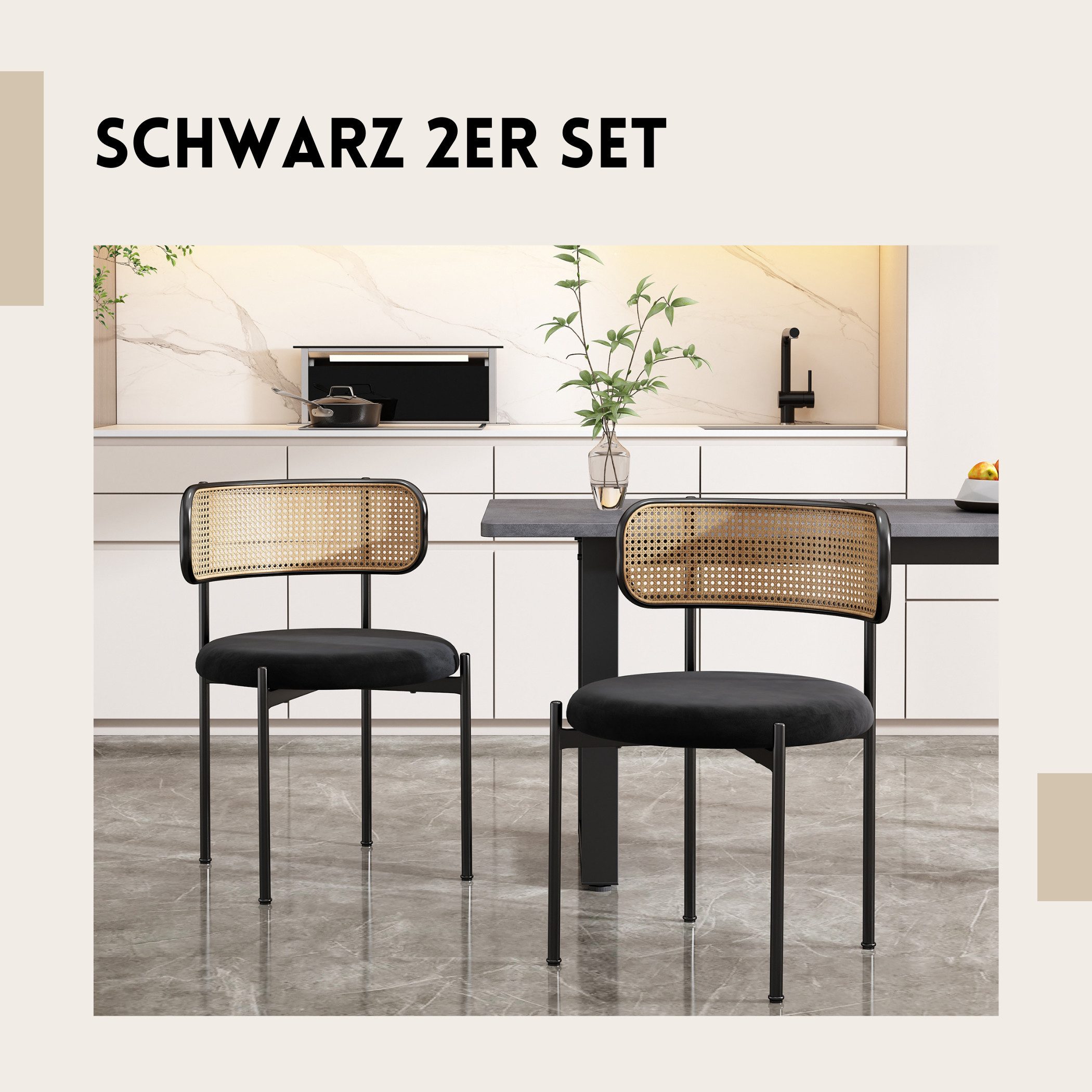 SeedWave Esszimmerstuhl Rattan Set aus 2 günstig online kaufen