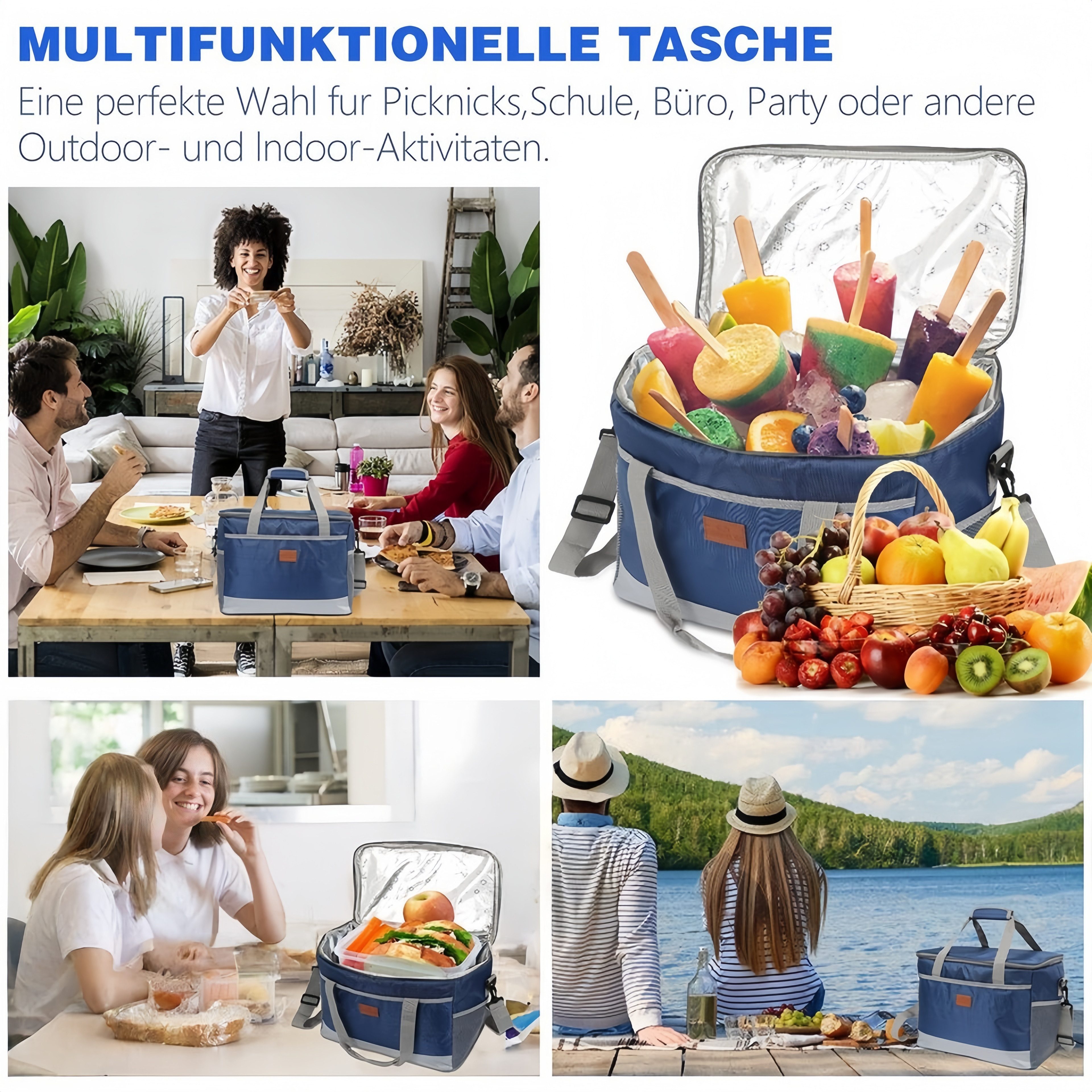 FOUORTUNATE-BEE Kühltasche Praktische Kühltasche für Picknick und Lunch – Bild 4 von 5