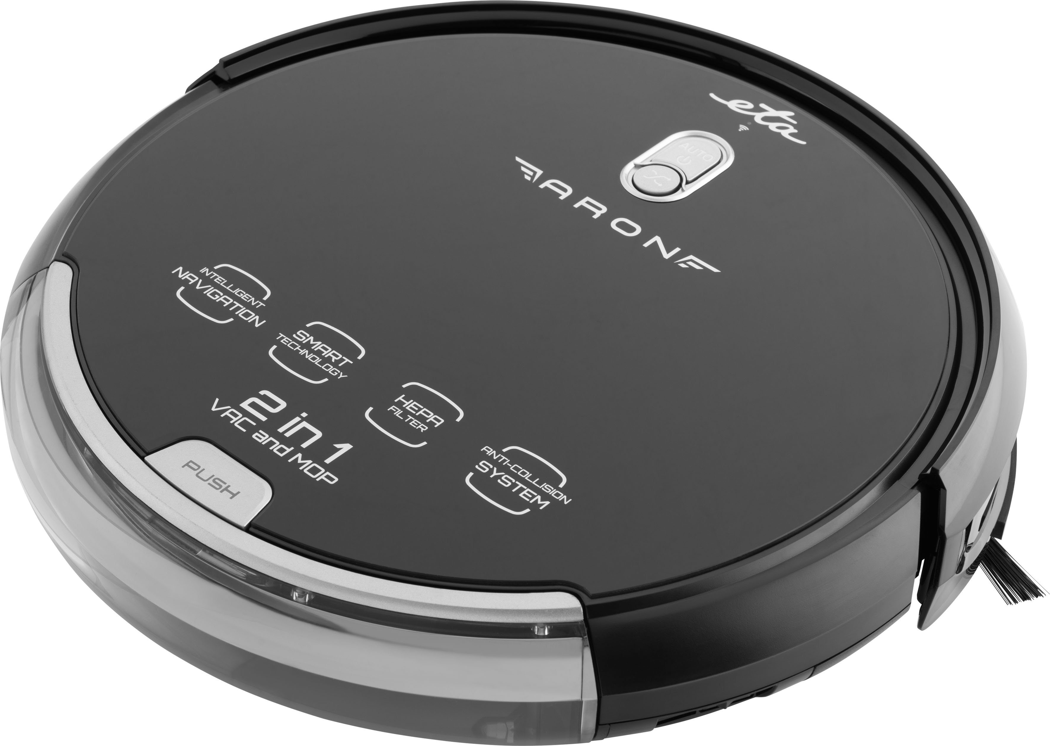 eta Saugroboter mit Wischfunktion ARON ETA251290000, 2 in 1, Smart-App, Digital Motor, GYRO-NAVIGATION, 2 Seitenbürsten