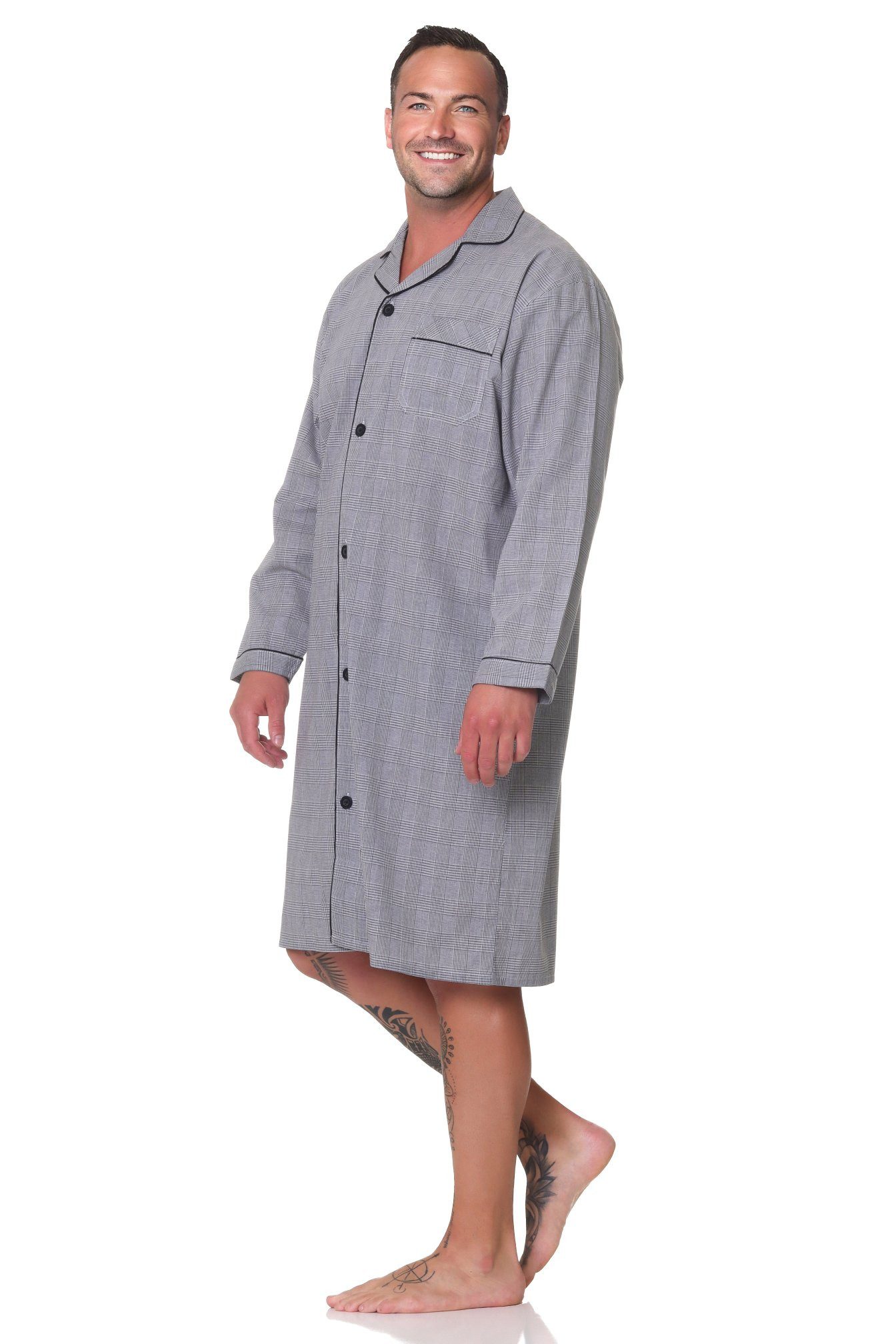 Normann Pyjama Normann Herren langarm Nachthemd gewebt - auch in Übergröße günstig online kaufen