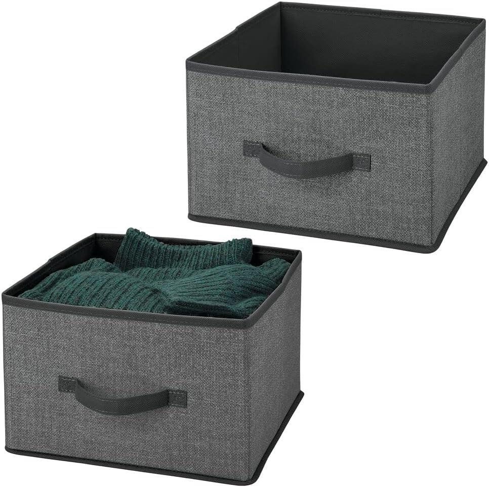 Aufbewahrungssystem Aufbewahrungsbox Stoffbox 2er Set mit Griff Kunstfaser mDesign Grau