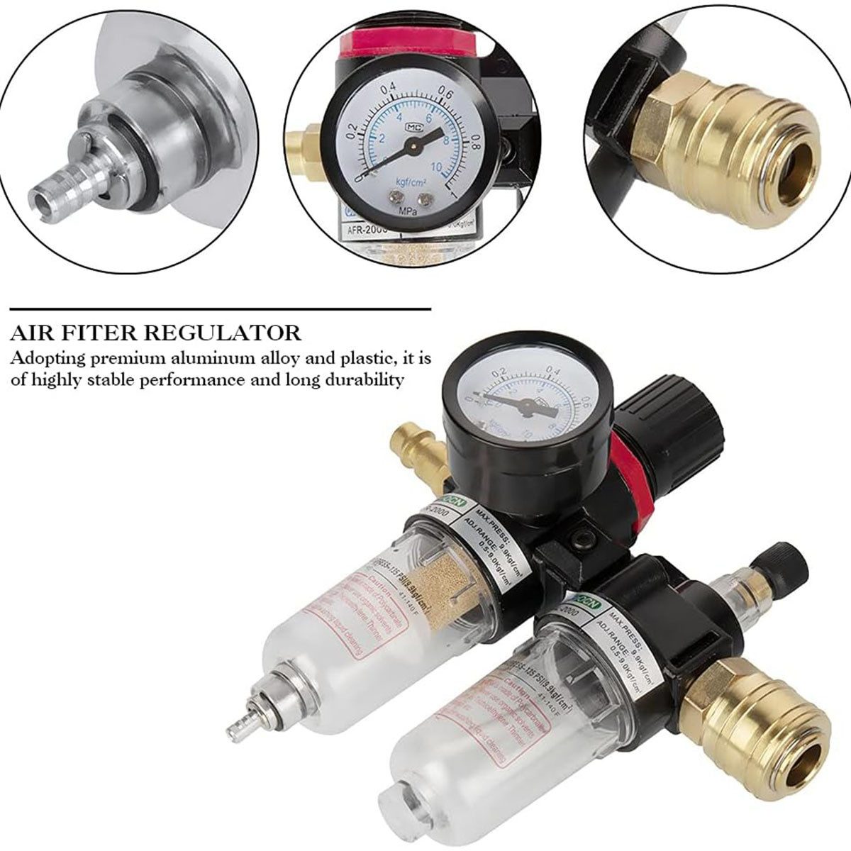 FELIXLEO Druckminderer Druckminderer 1/4" Kompressor Wartungseinheit mit Wasserabscheider, (1-St)