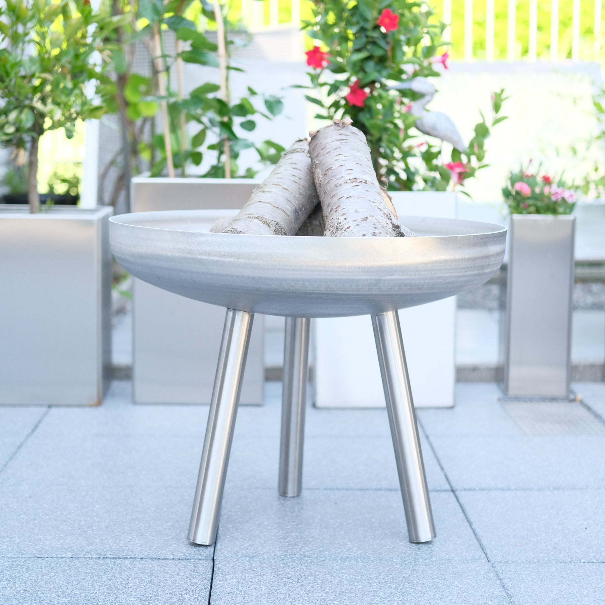 Stahlkunst Feuerschale Edelstahl Feuerschale Kaiserspitze, (1-St., schützt vor Hitzeschäden), aus hochwertigem 3 mm V2A Edelstahl