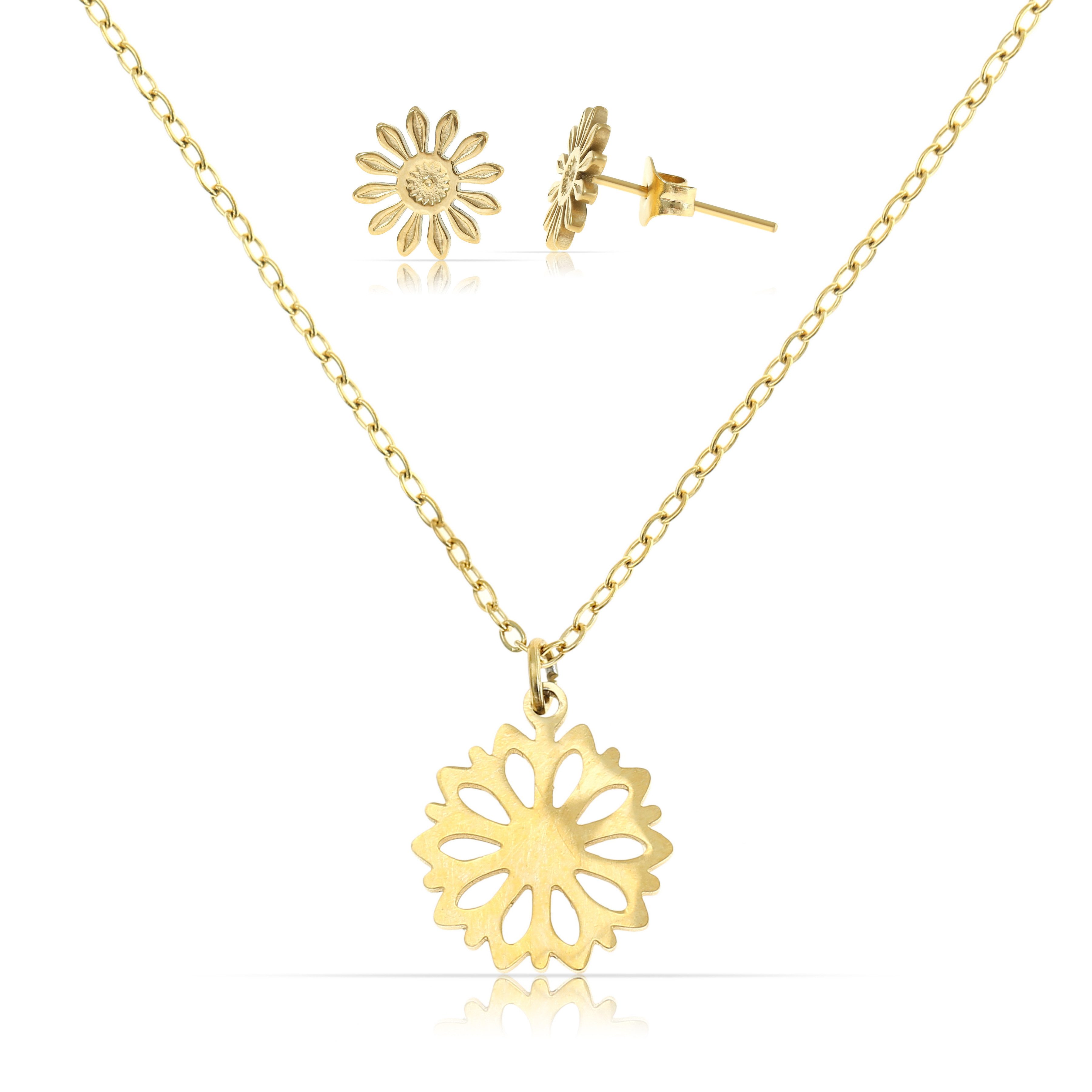 Made by Nami Schmuckset Damen Gold Halskette und Ohrstecker Wasserfest, aus günstig online kaufen