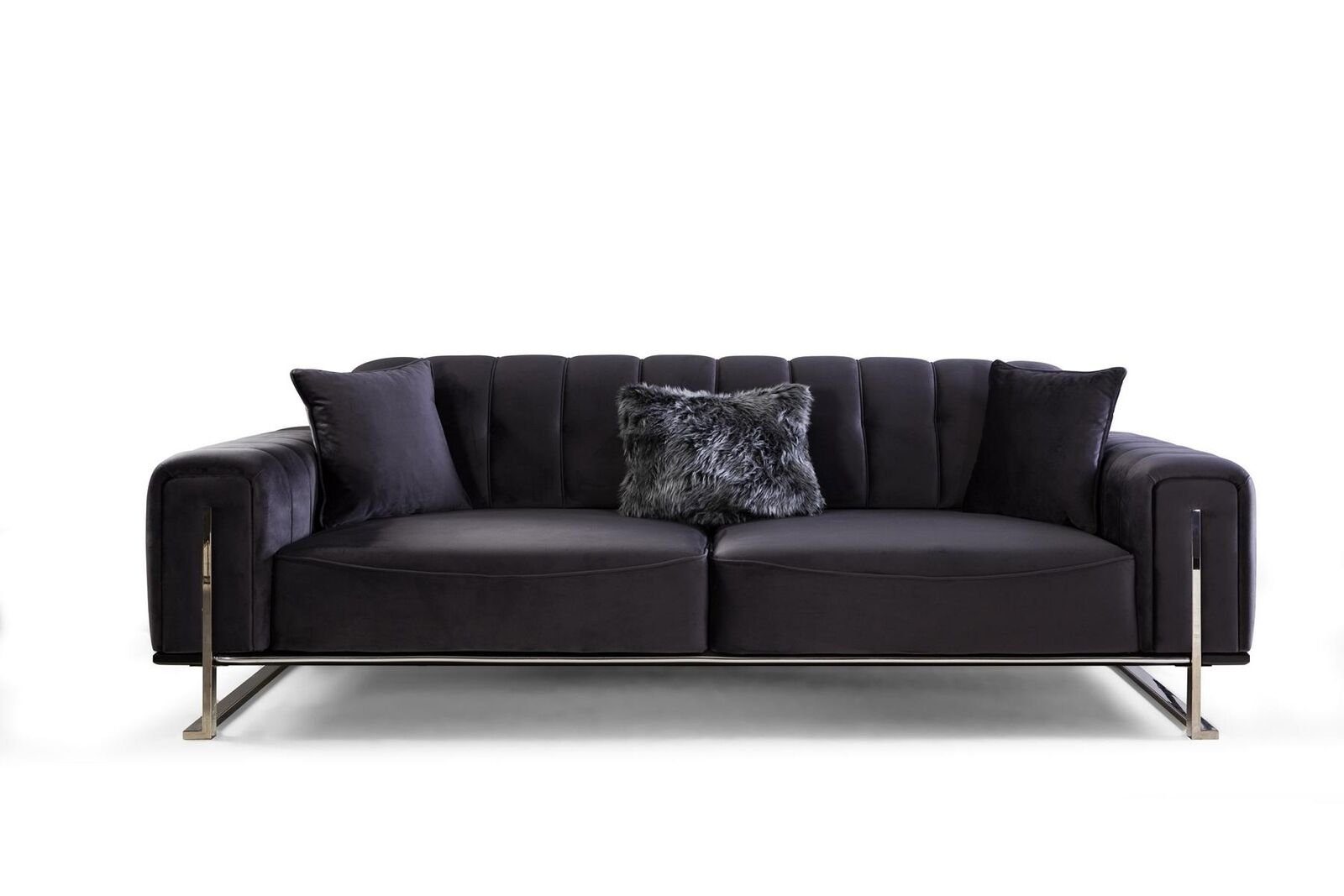 JVmoebel 3-Sitzer Schwarz Designer Sitzer Teile, Möbel 240cm Sofa Modern Big 3 Wohnzimmer, Europa xxl Made in 1