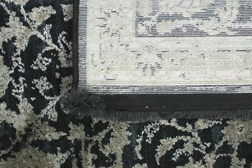 Teppich Moderner Teppich in orientalisches Blumendesign in Beige auf Schwarz, TeppichHome24, rechteckig