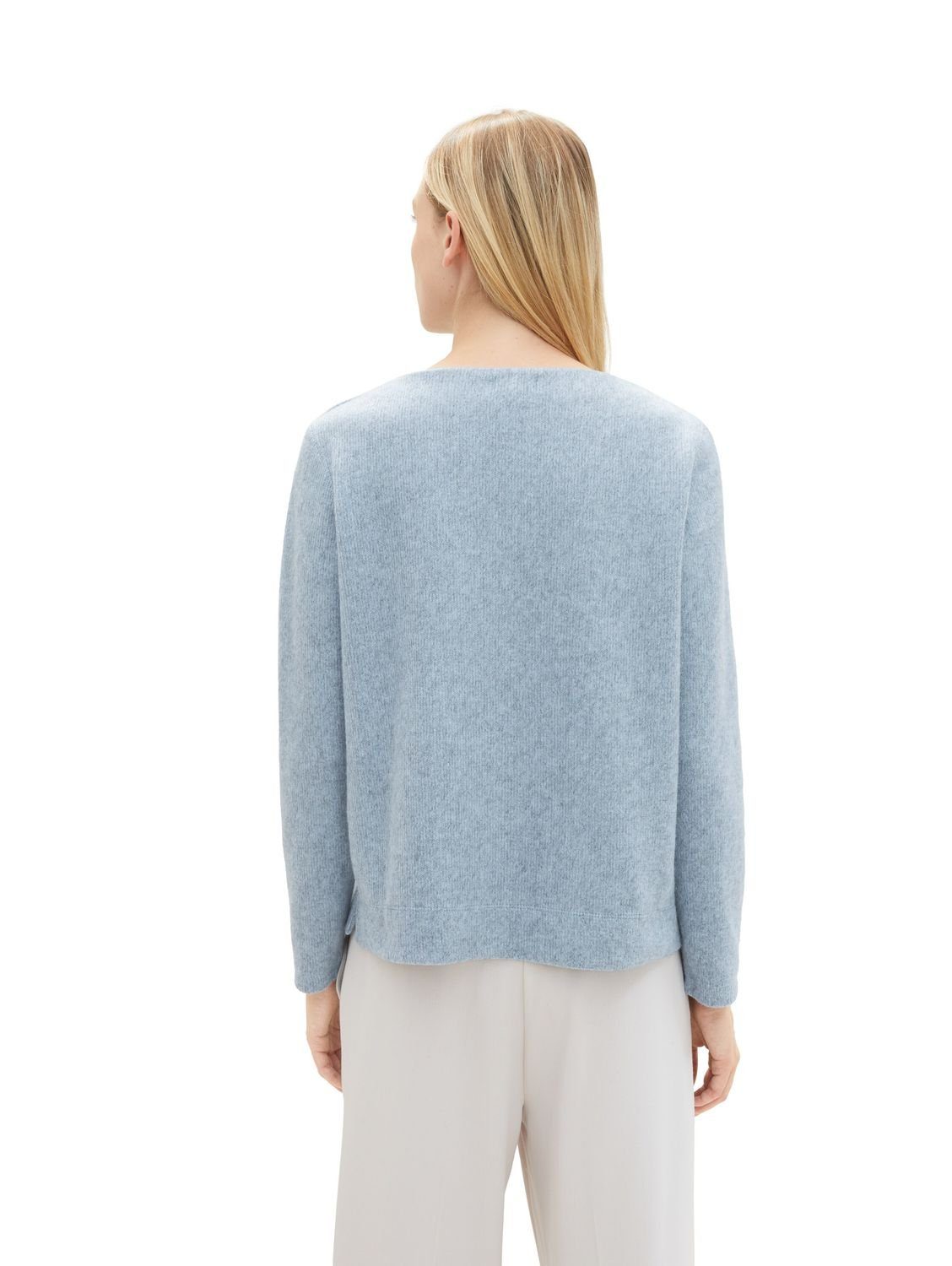 aus 12391 TAILOR Polyestermix TOM RIB Clear COZY Melange Light Blue Strickpullover