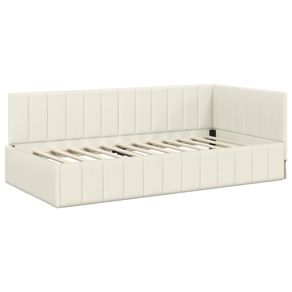 vidaXL Bett Eckbettgestell mit Kopfteil Creme 90 cm x 190 cm Samt (1-tlg) – Bild 4 von 5